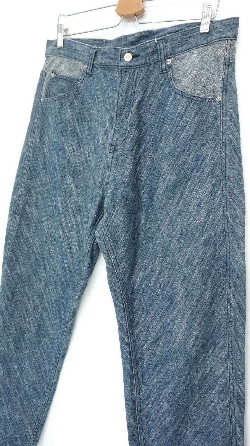 Rare Vintage Japan ASNADISPEC Diagonal Brush Fabric Jeans
