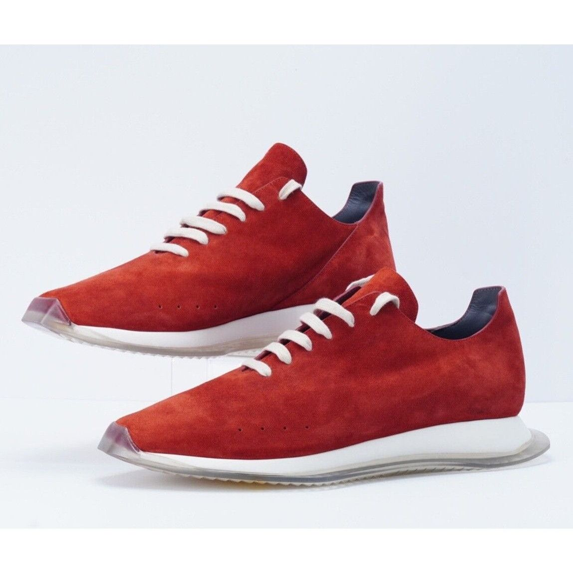 image of Rick Owens Sneaker Suede Cardinal Red Minimalist Runner Fw19, Men's (Size 12)