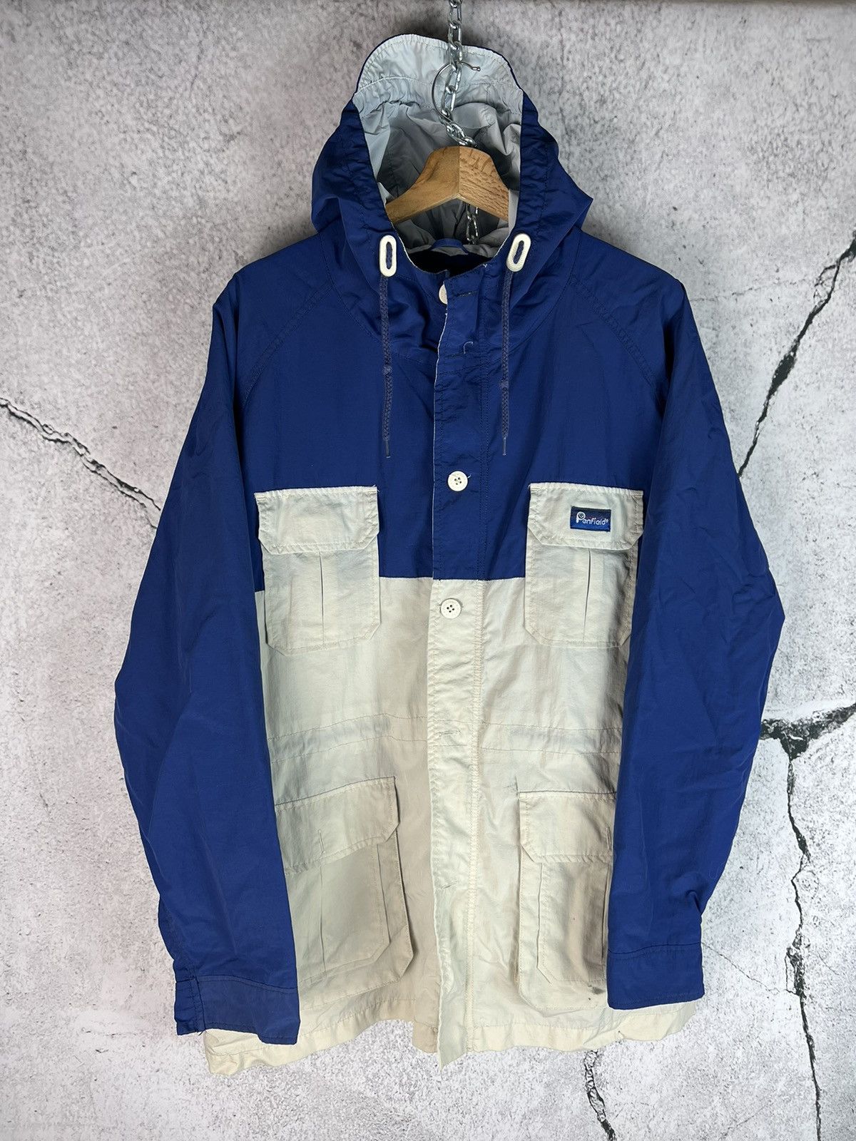 image of Outdoor Life x Penfield Vintage 90's Penfield Outdoor Multi Pocket Logo Jacket in White/Blue/Purpl 