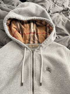 *Burberry Gray Hooded Zip Up Jacket Small