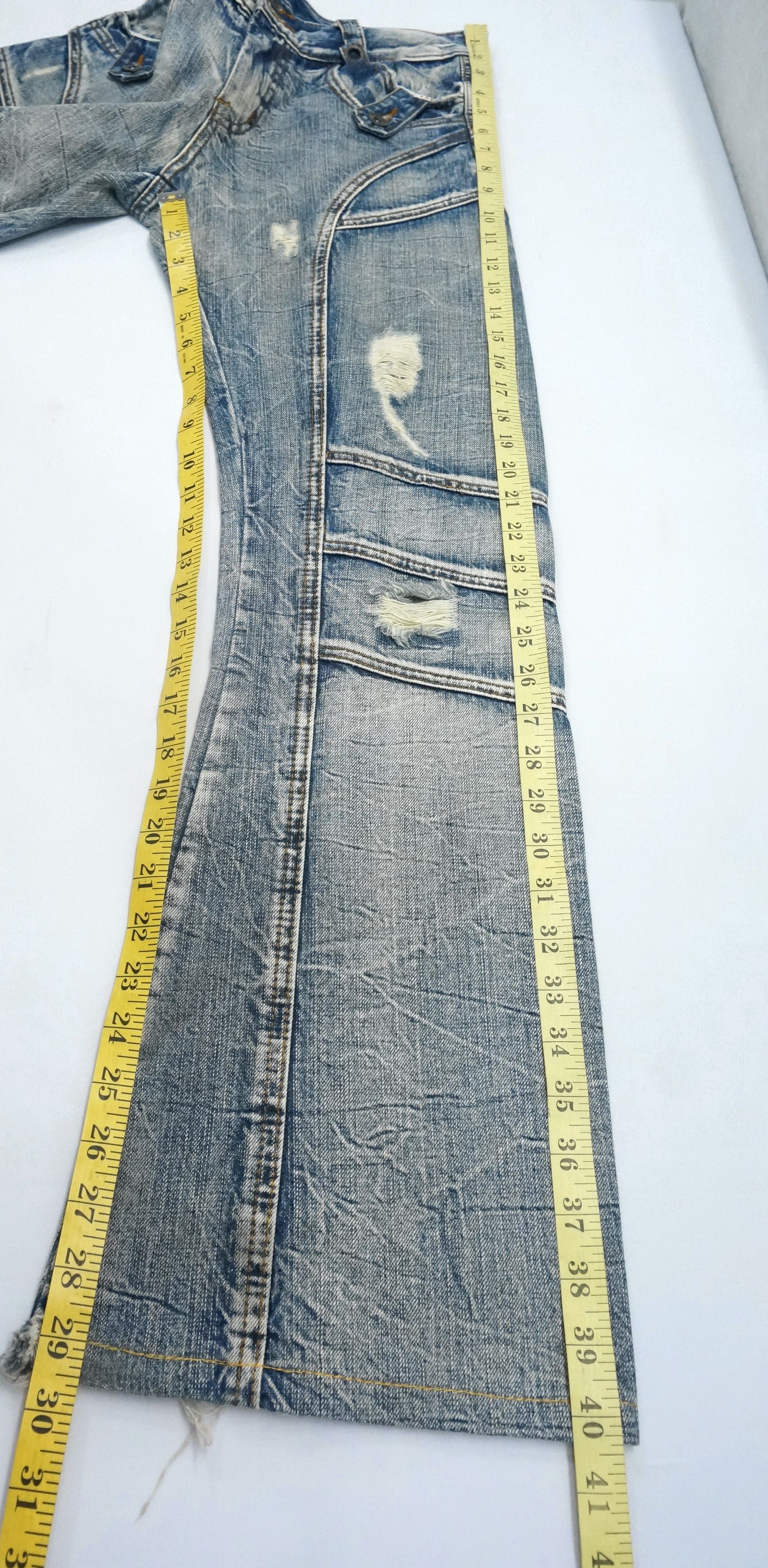 Japanese Brand VtgFLARE🔥 SEMANTIC DESIGN Distressed Patchwork Jeans Size US 29 - 17 Thumbnail