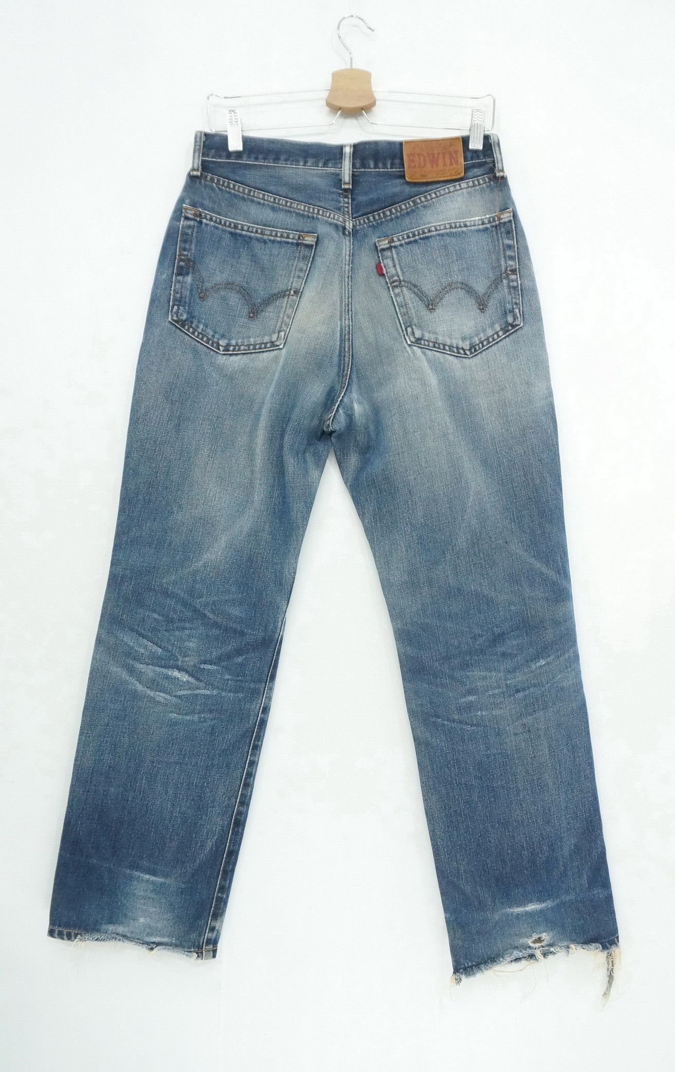 Edwin × Vintage 🔥EDWIN 503 Vintage 90s Thrashed Distressed Wornout Jeans Size US 30 / EU 46 - 2 Thumbnail