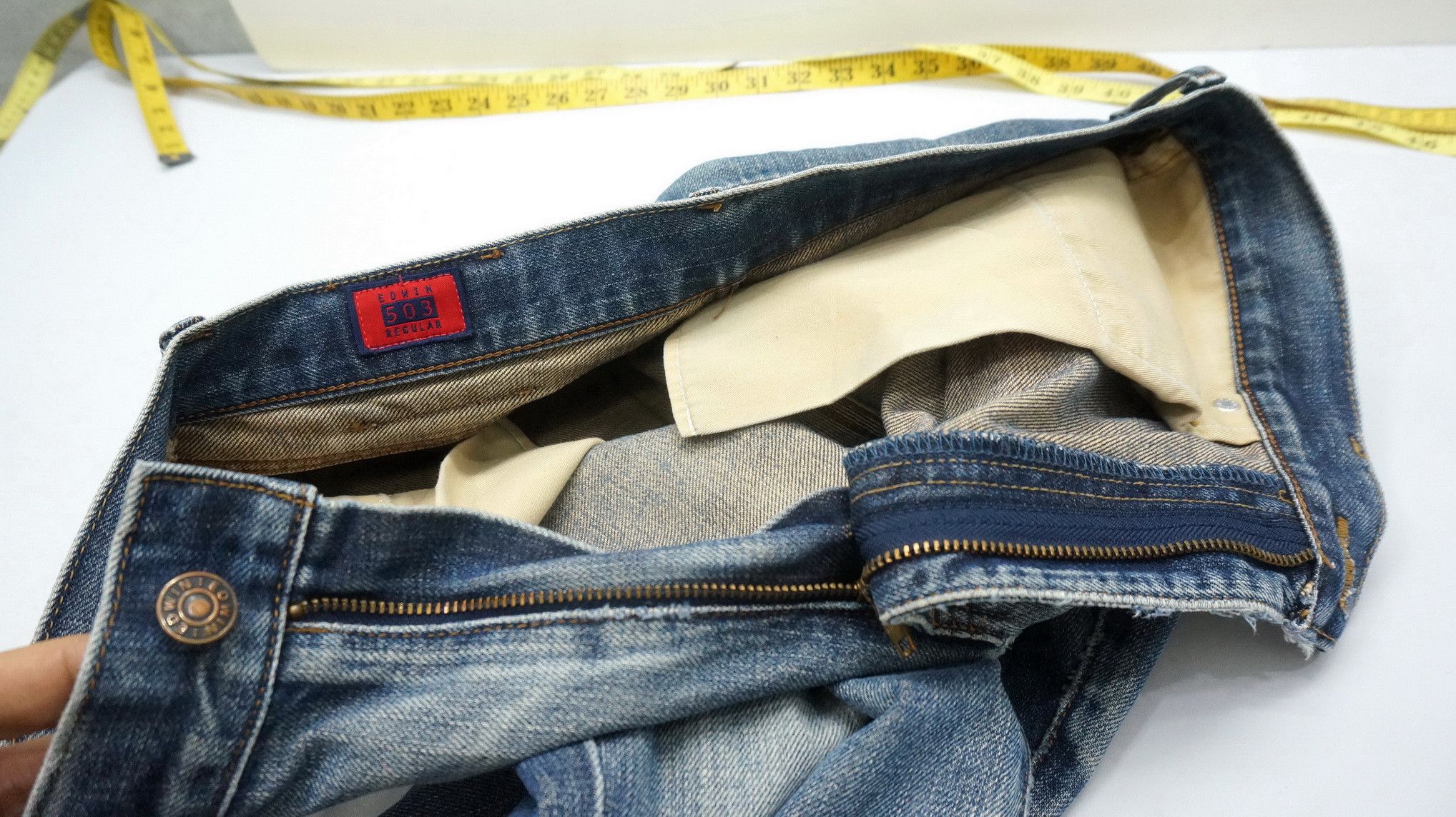 Edwin × Vintage 🔥EDWIN 503 Vintage 90s Thrashed Distressed Wornout Jeans Size US 30 / EU 46 - 17 Thumbnail
