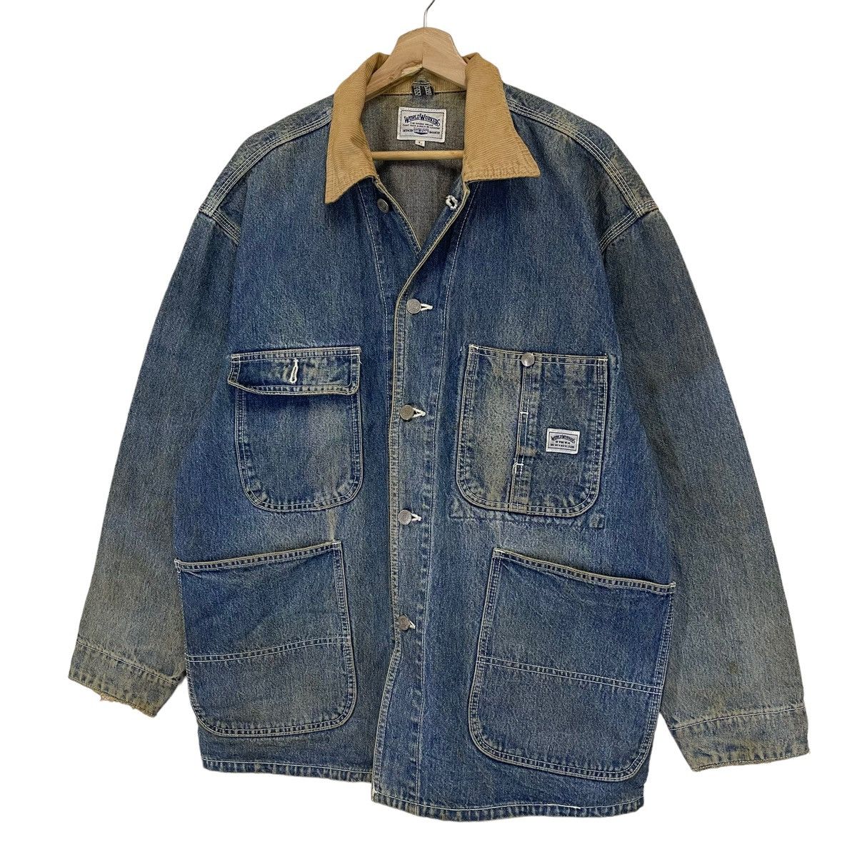Big John Vintage 80s World Workers Big John Denim Jacket Size US L / EU 52-54 / 3 - 3 Thumbnail