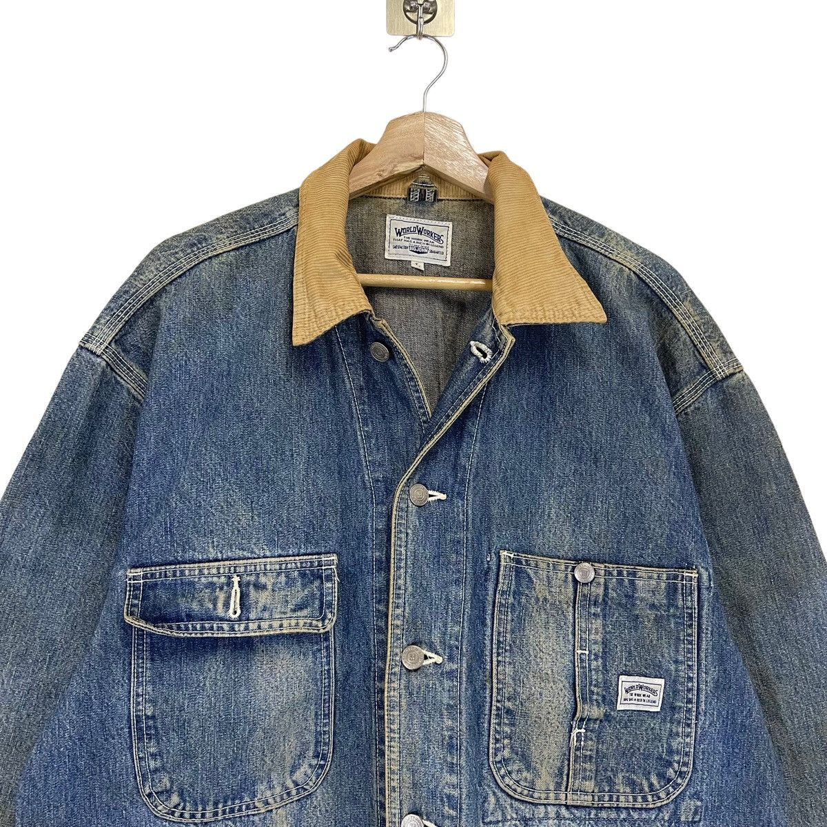 Big John Vintage 80s World Workers Big John Denim Jacket Size US L / EU 52-54 / 3 - 4 Thumbnail