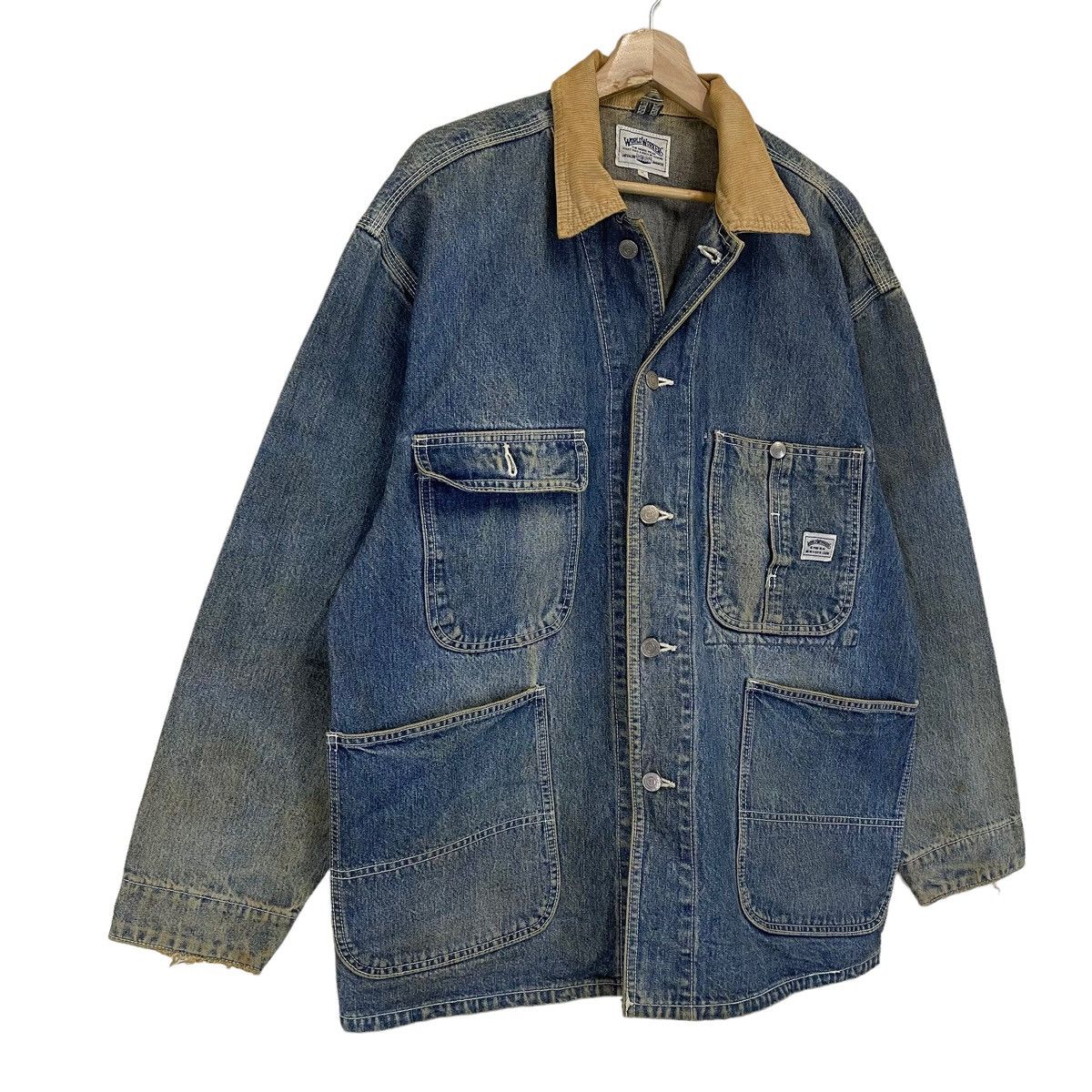Big John Vintage 80s World Workers Big John Denim Jacket Size US L / EU 52-54 / 3 - 2 Thumbnail