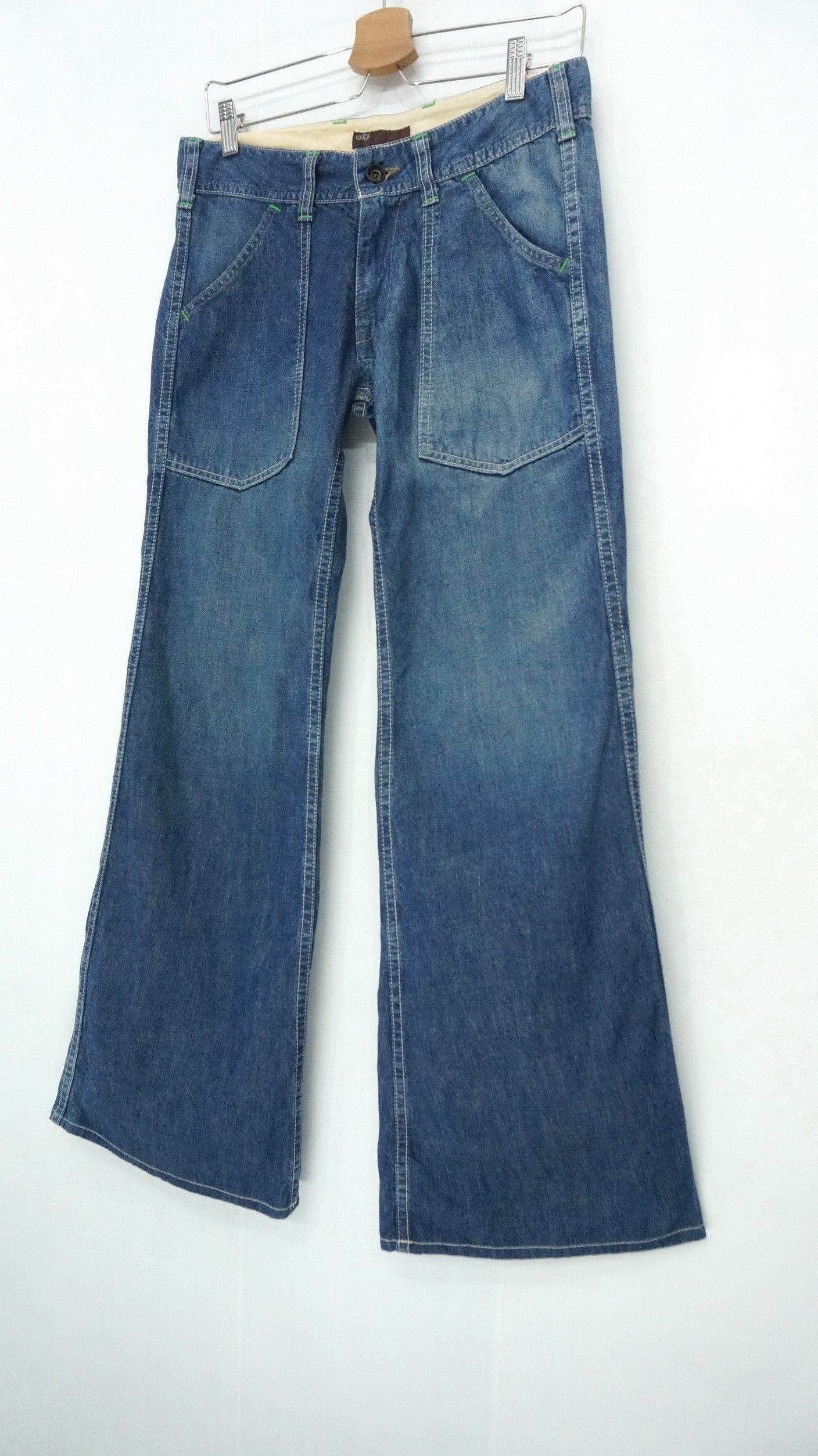 image of F O B Factory x Kojima Genes Japan Fob Factory Flared Wide Light Denim By Kirashiki in Denim Blue (