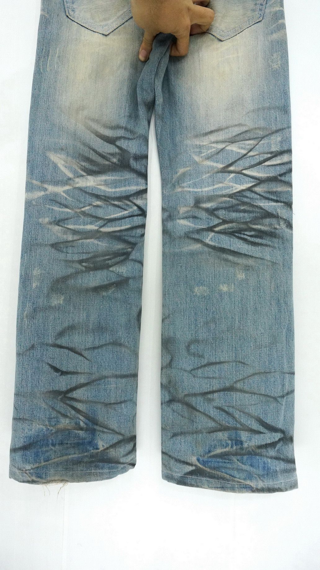 Japanese Brand DopeVtg! NEUTRAL INFINITY Distressed Smoke Dirty Wash Jeans Size US 30 / EU 46 - 10 Thumbnail