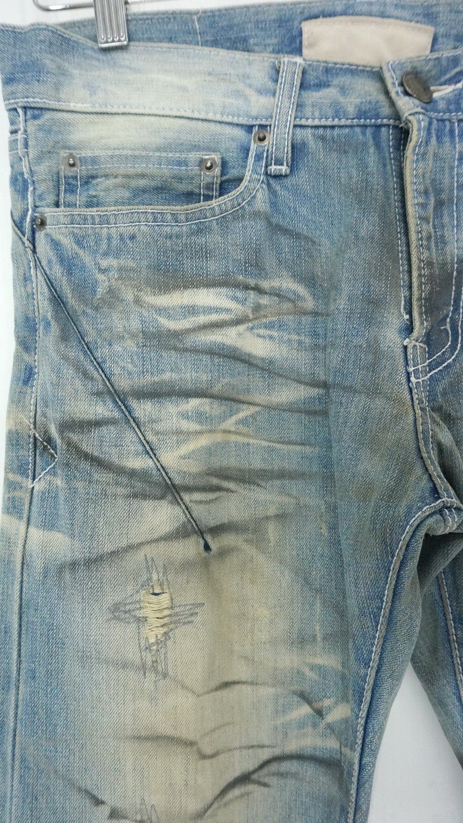 Japanese Brand DopeVtg! NEUTRAL INFINITY Distressed Smoke Dirty Wash Jeans Size US 30 / EU 46 - 6 Thumbnail