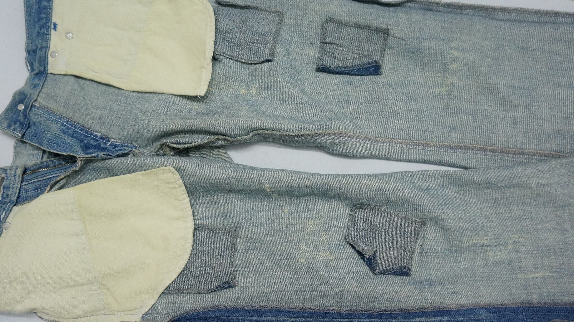 Japanese Brand DopeVtg! NEUTRAL INFINITY Distressed Smoke Dirty Wash Jeans Size US 30 / EU 46 - 19 Thumbnail