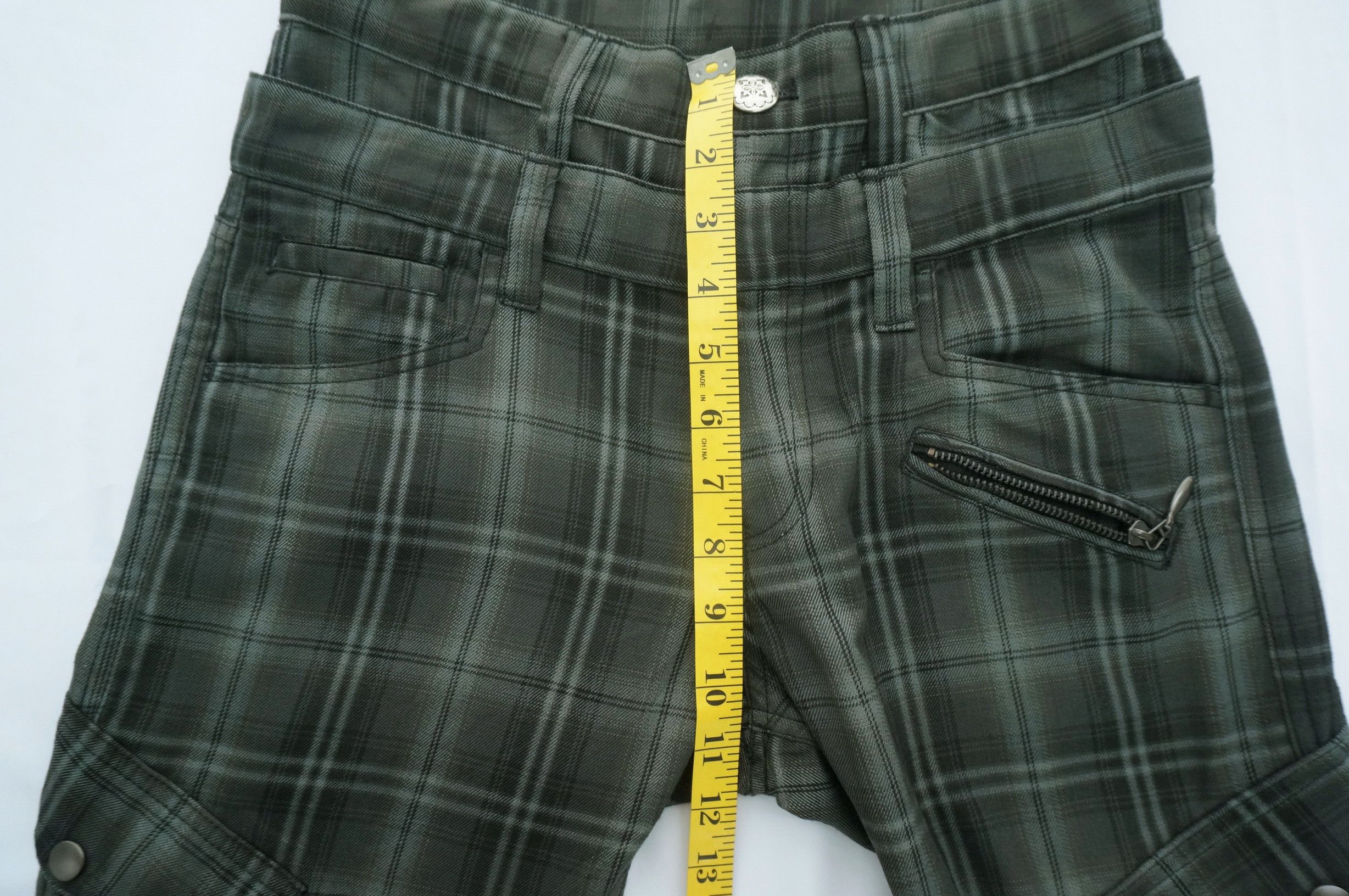 Japanese Brand Double Waist Tartan Plaid Shirring Leg Skinny Light Pant Size US 28 / EU 44 - 13 Thumbnail