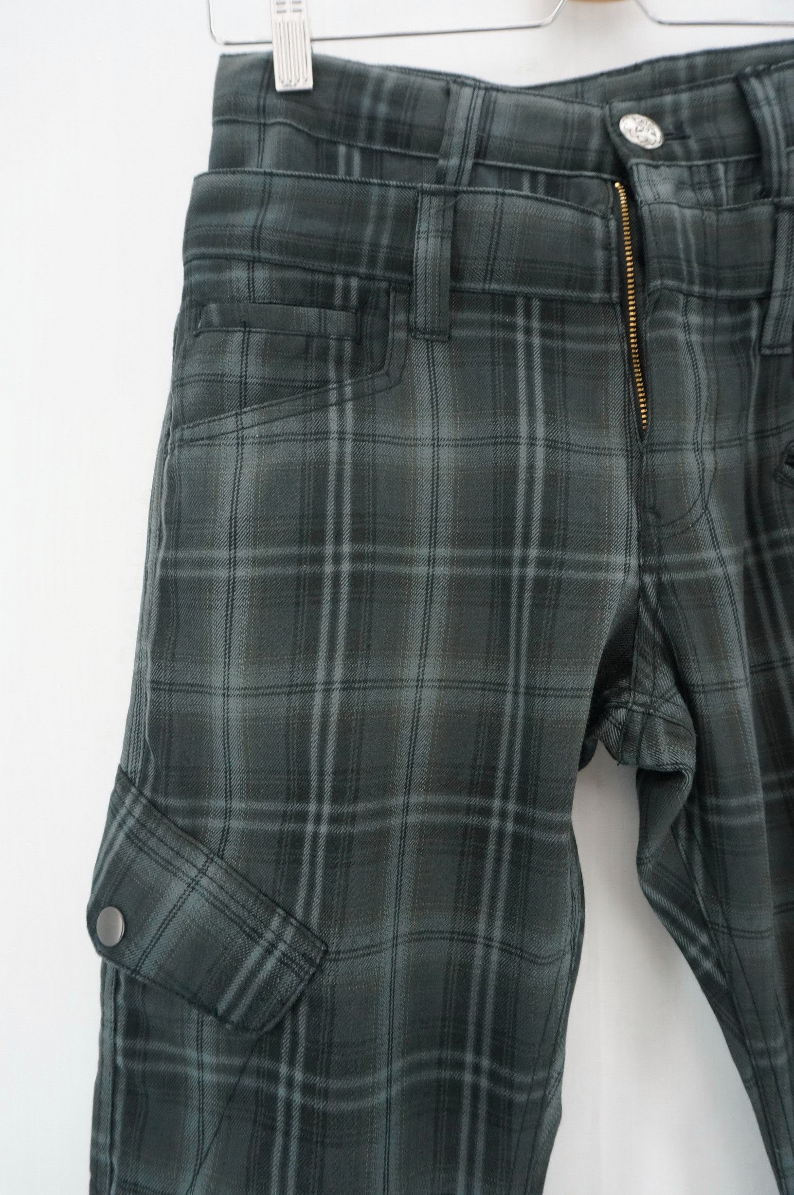 Japanese Brand Double Waist Tartan Plaid Shirring Leg Skinny Light Pant Size US 28 / EU 44 - 5 Thumbnail