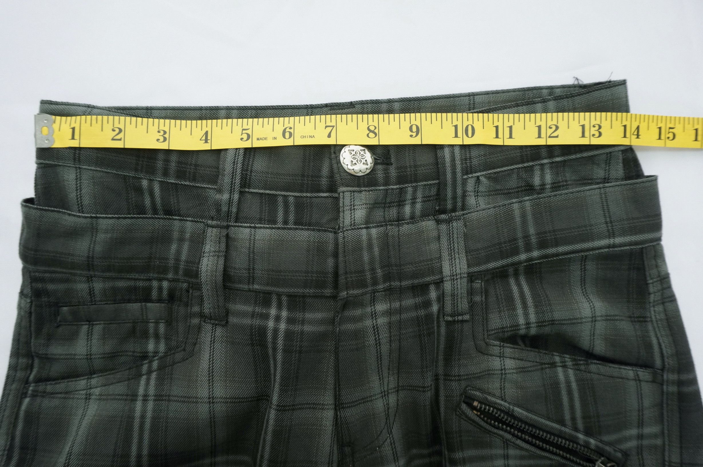 Japanese Brand Double Waist Tartan Plaid Shirring Leg Skinny Light Pant Size US 28 / EU 44 - 12 Thumbnail
