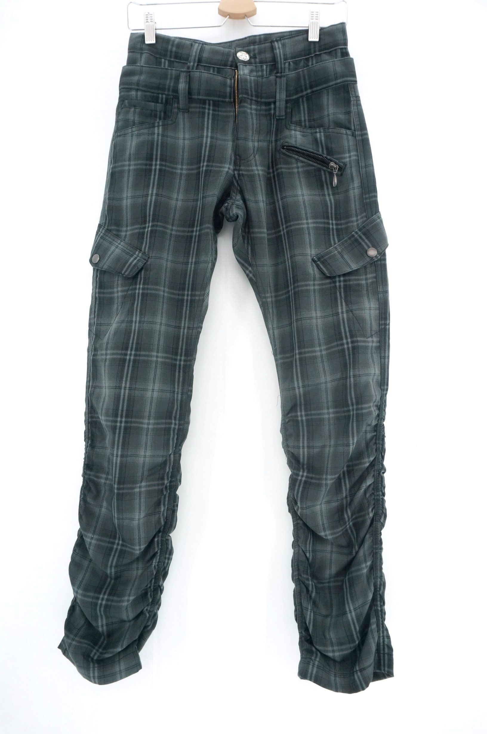 Japanese Brand Double Waist Tartan Plaid Shirring Leg Skinny Light Pant Size US 28 / EU 44 - 1 Thumbnail