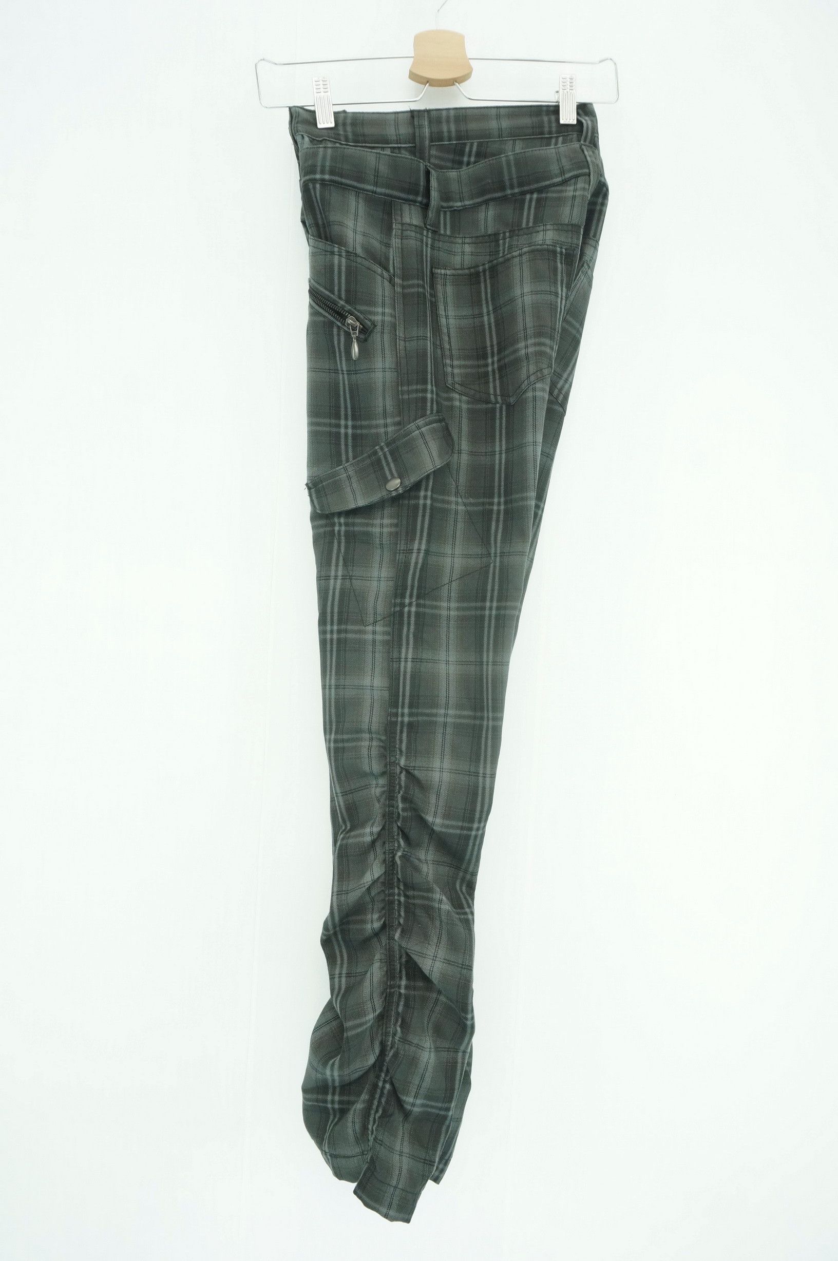 Japanese Brand Double Waist Tartan Plaid Shirring Leg Skinny Light Pant Size US 28 / EU 44 - 3 Thumbnail