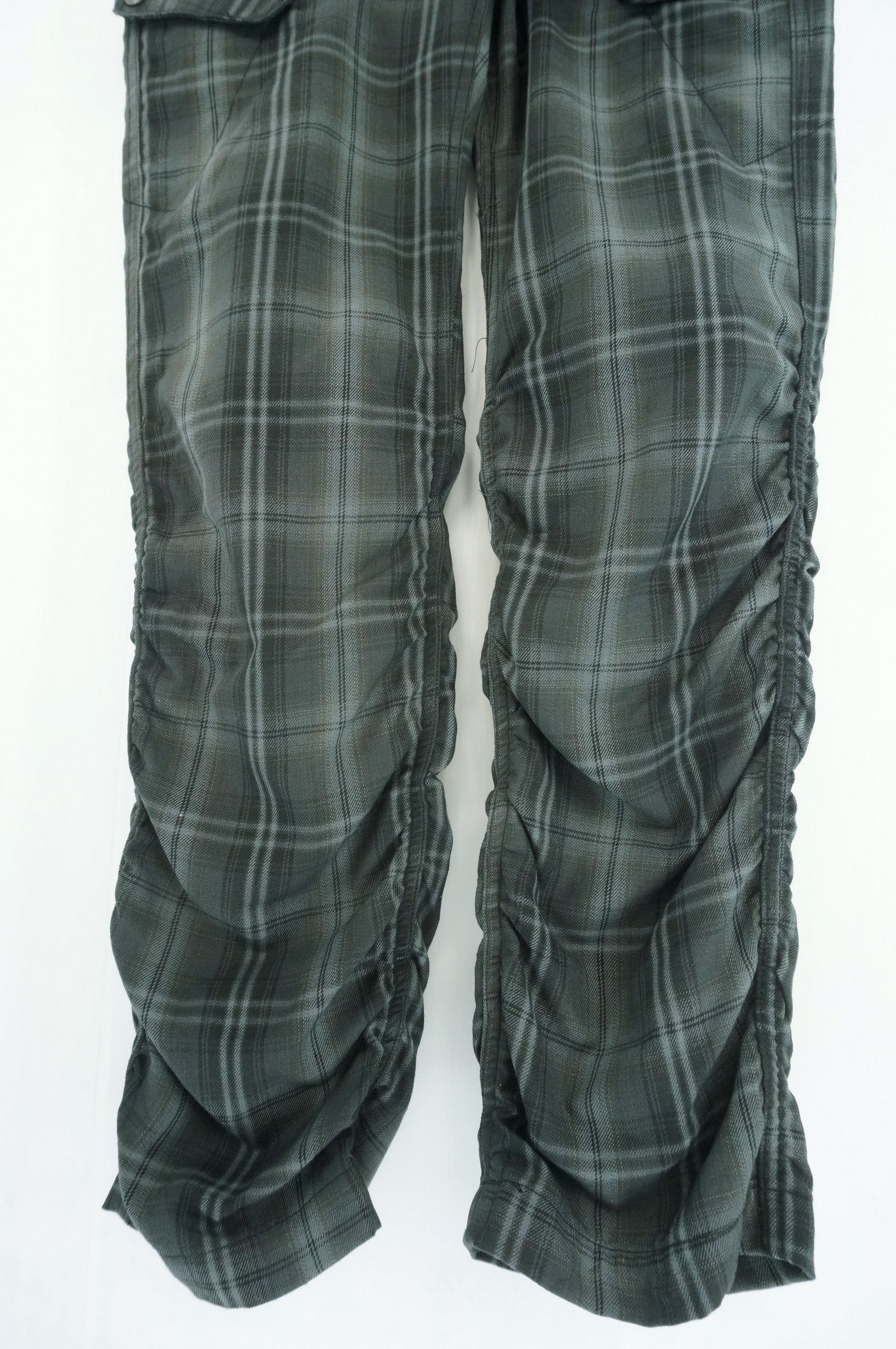 Japanese Brand Double Waist Tartan Plaid Shirring Leg Skinny Light Pant Size US 28 / EU 44 - 7 Thumbnail