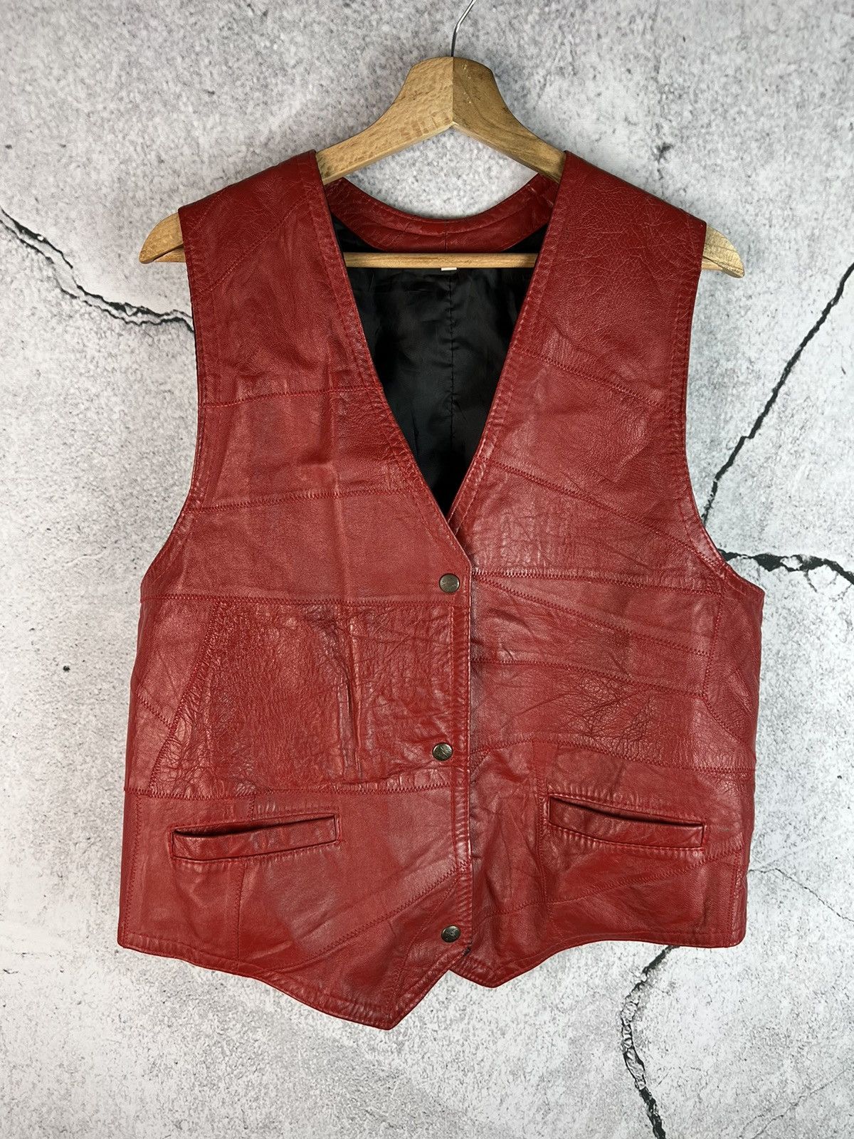 Vintage Vintage red leather vest jacket avant garde Grailed