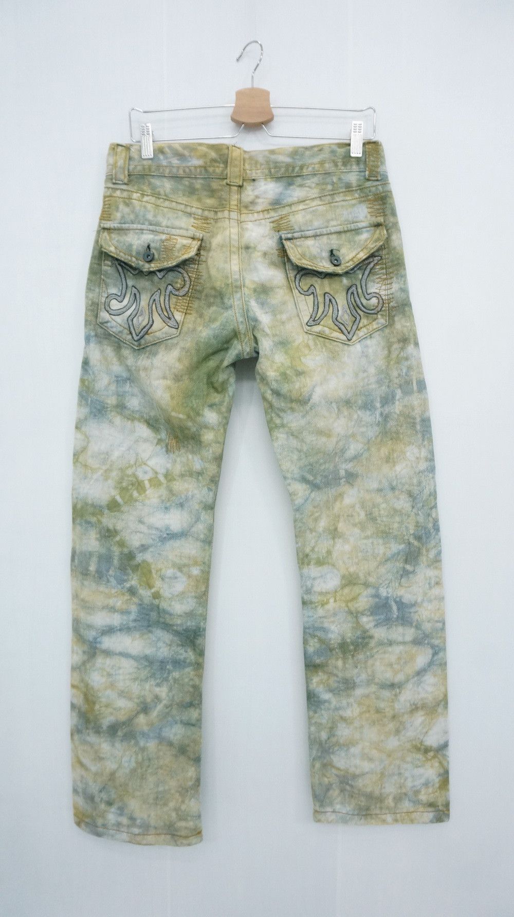 Japanese Brand Rare Japanese Brand JONEAA Tie Dye Camo Short Rise Jeans Size US 31 - 3 Thumbnail
