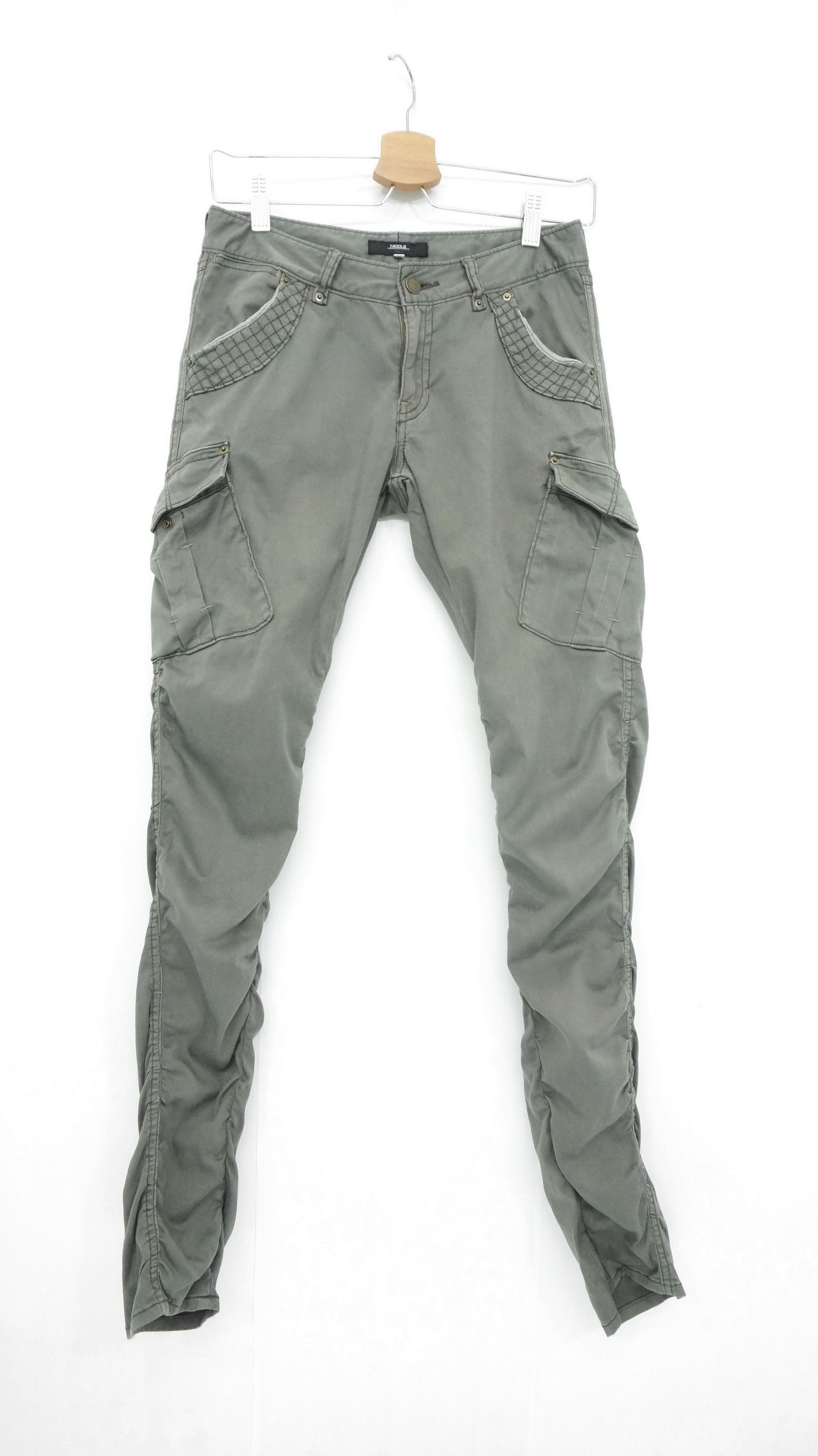 image of Hideaways Nicole Skinny Petite Worn Out Women's Cargo Pants in Greyish (Size 27)
