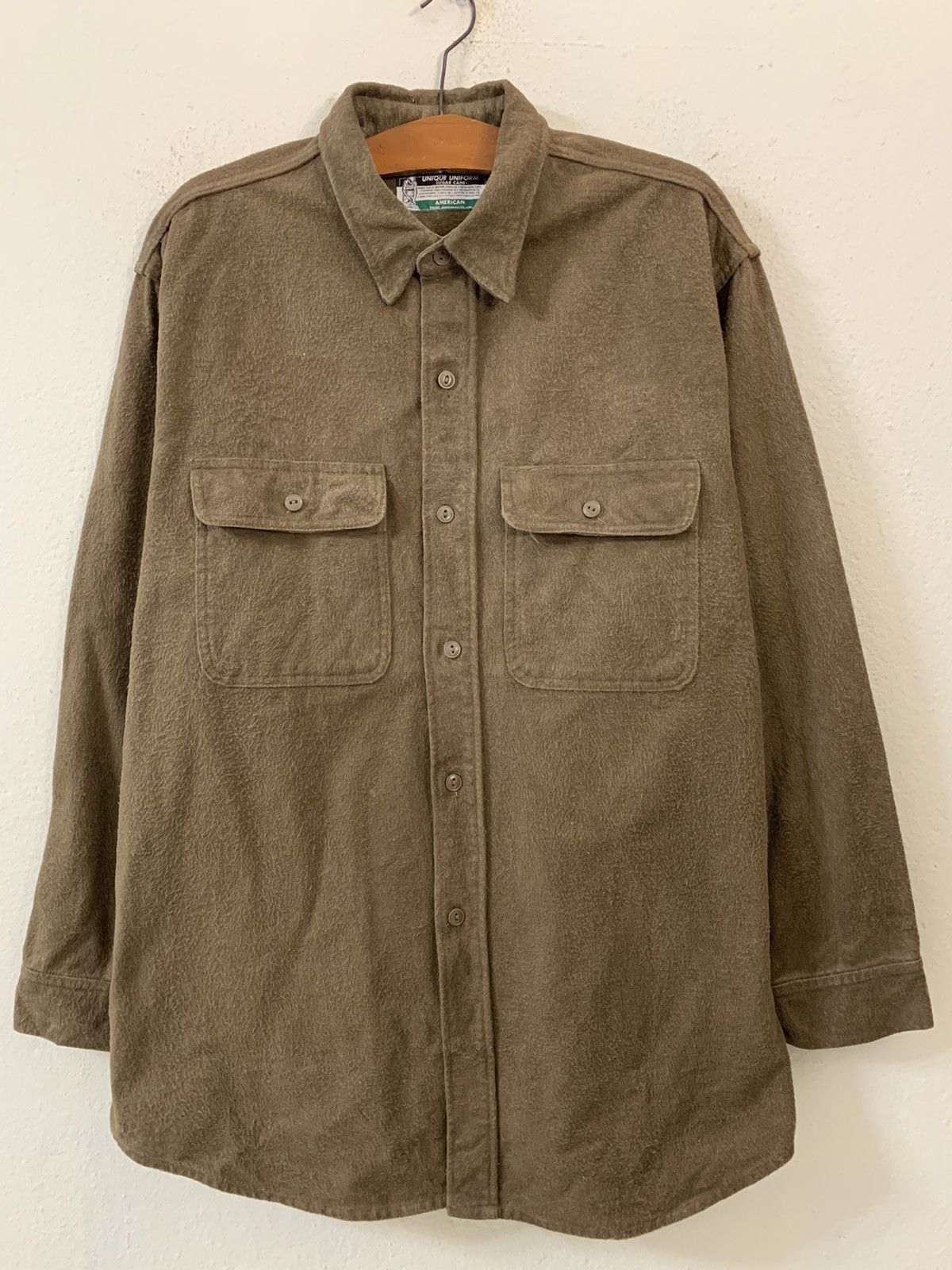 image of Vintage Sugar Cane Unique Uniform Shirt Jacket in Brown, Men's (Size Large)