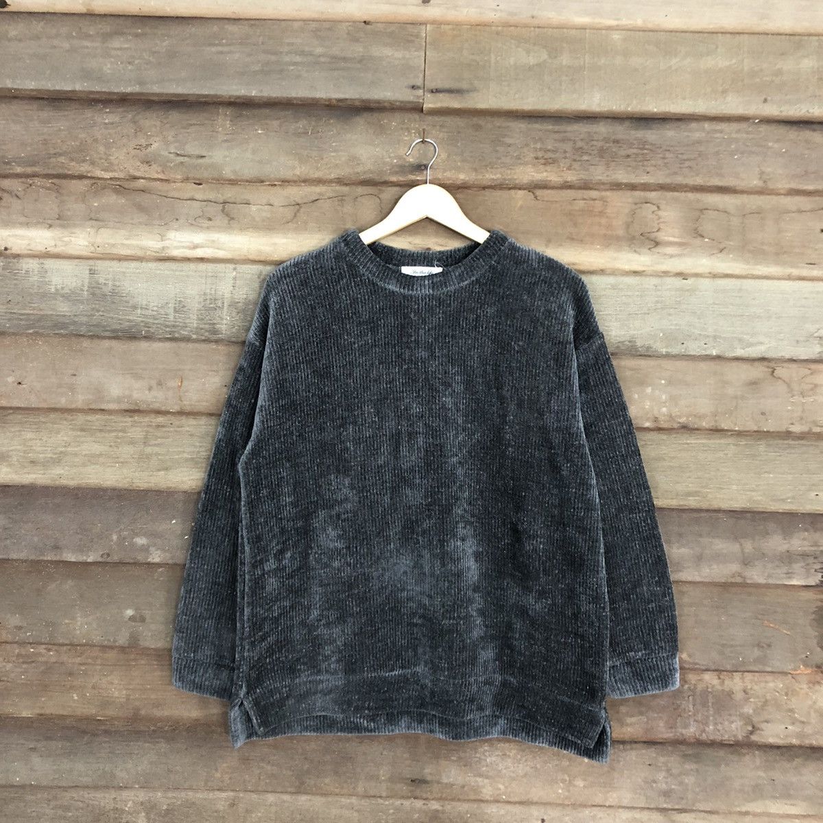 image of Homespun Knitwear In The Life Velvet Style Knitwear Jumper in Grey, Women's (Size Medium)