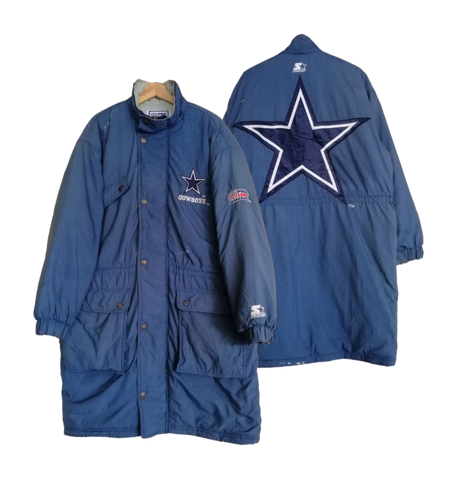 image of Deleted Today VTG Nfl Starter Dallas Cowboys Long Jacket in Blue, Men's (Size Medium)