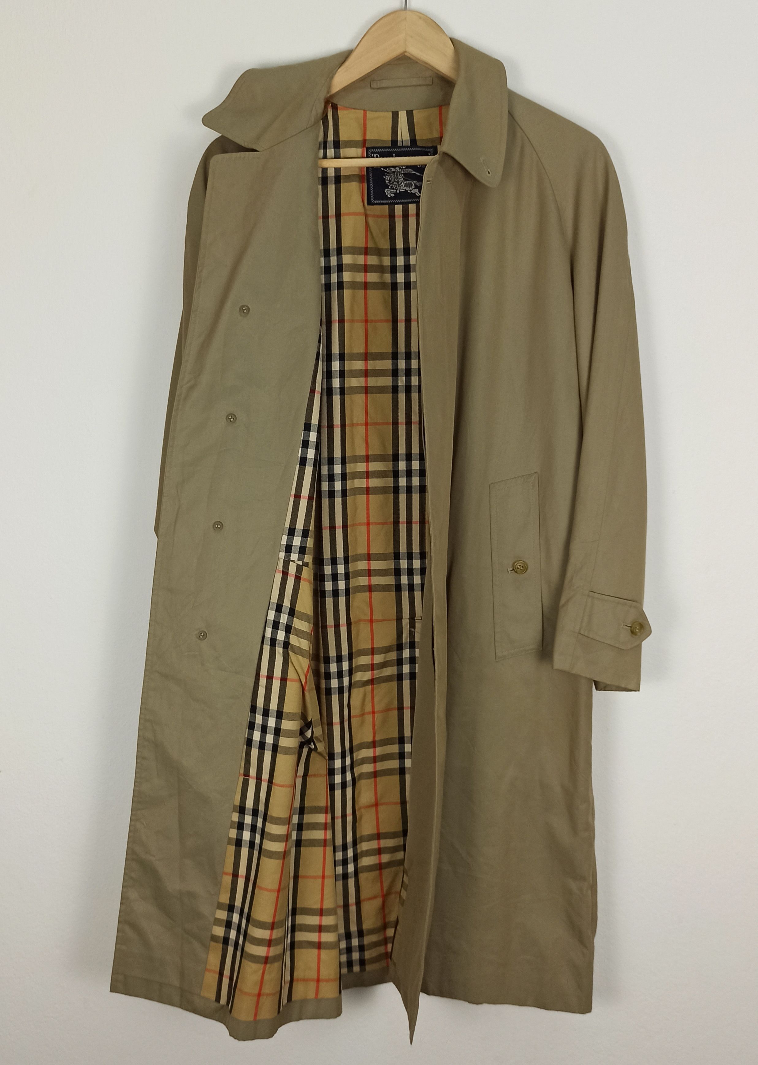 image of Vintage Nova Check Burberry's Long Trench Coat in Brown, Men's (Size Large)