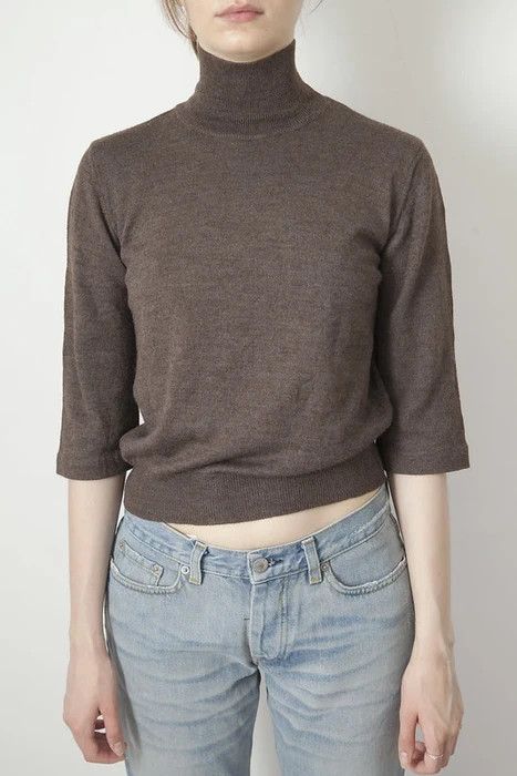 image of Maison Margiela 90's Cropped Sweater in Taupe, Women's (Size Medium)