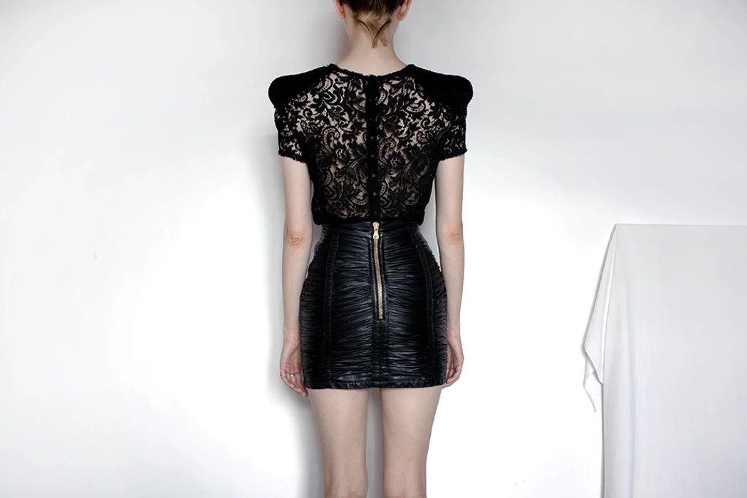 Balmain 2010 ruched leather mini skirt Size 25" / US 0 / IT 36 - 7 Thumbnail