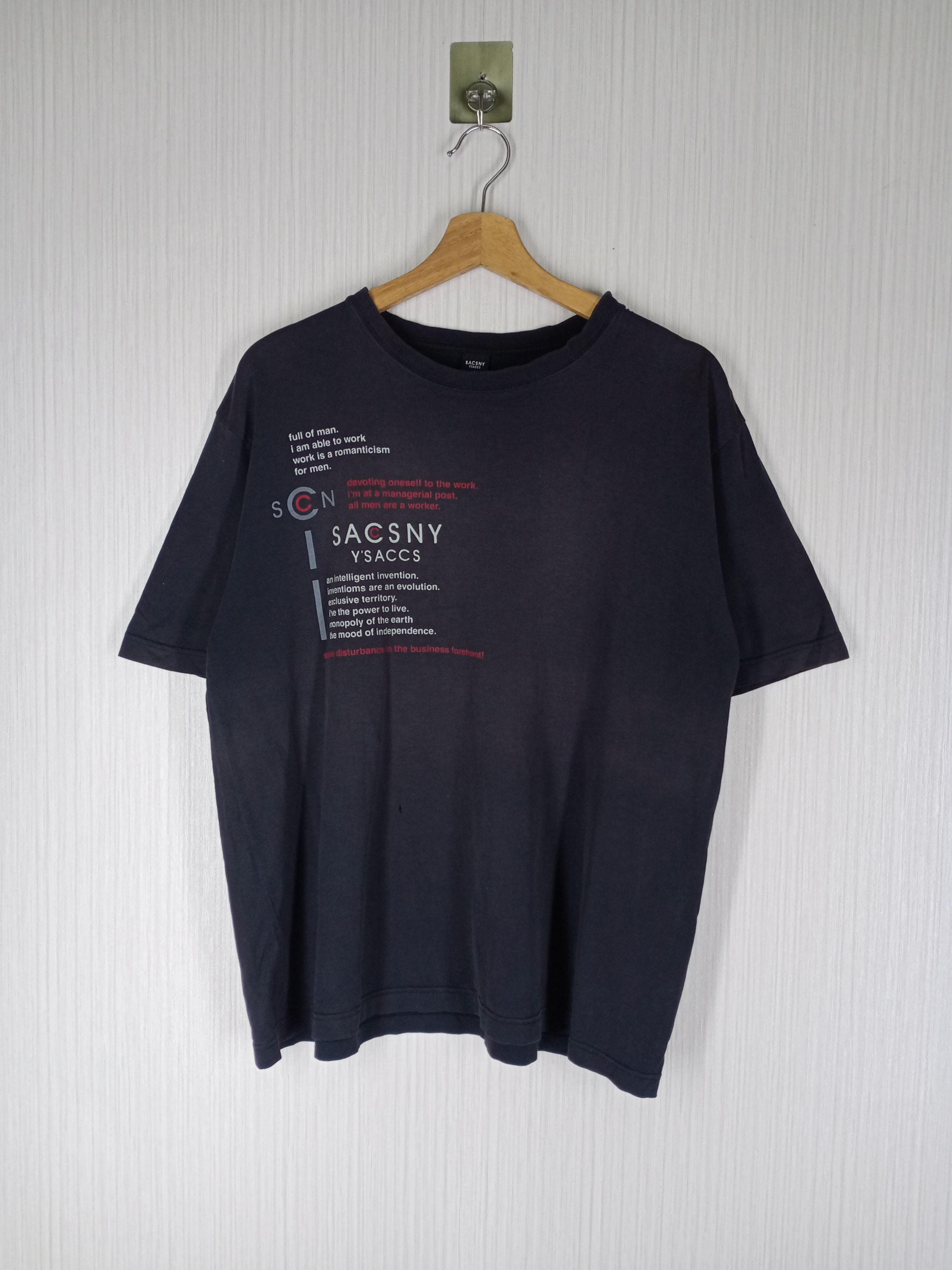 Yohji Yamamoto Vintage Yohji Yamamoto Sacsny Y'saccs Tshirt Size US L / EU 52-54 / 3 - 1 Thumbnail