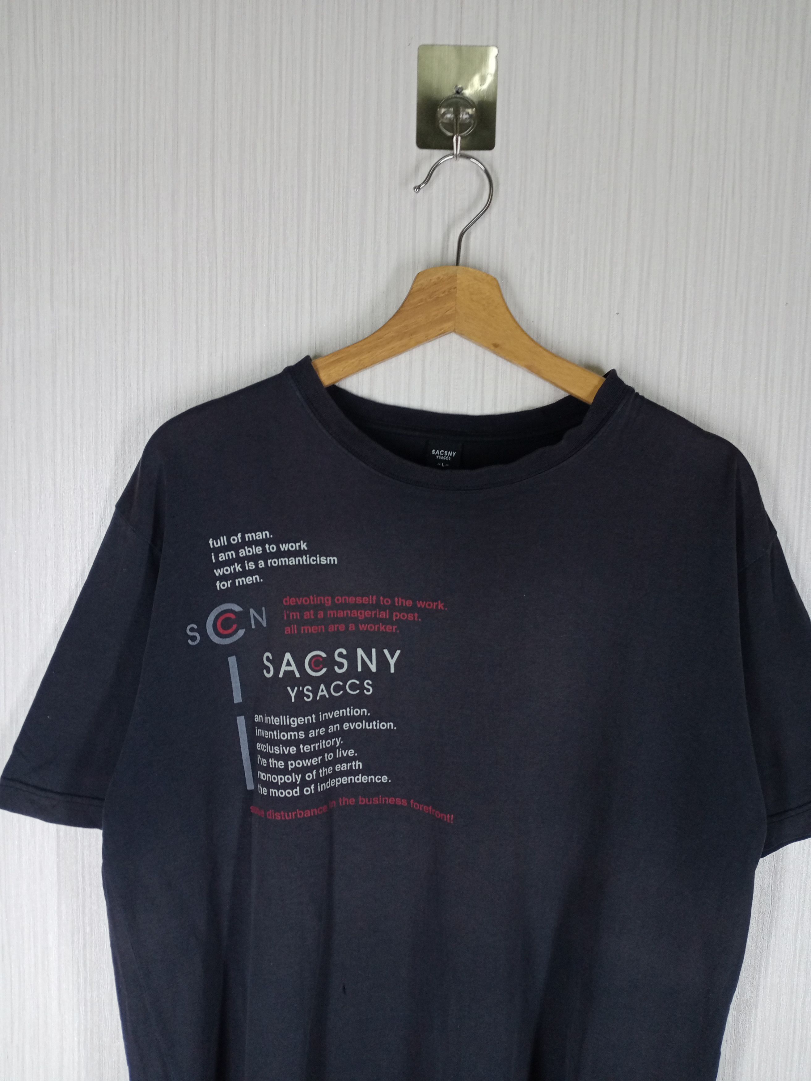 Yohji Yamamoto Vintage Yohji Yamamoto Sacsny Y'saccs Tshirt Size US L / EU 52-54 / 3 - 2 Thumbnail