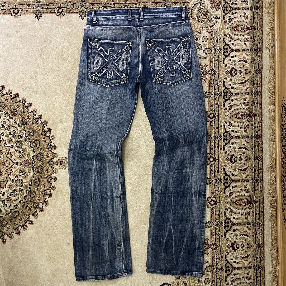 Jeans Militaires Vintage Dolce & Gabbana D&G Avec Perles Et Broderies - Taille XS Noir - Neuf Sans étiquettes
