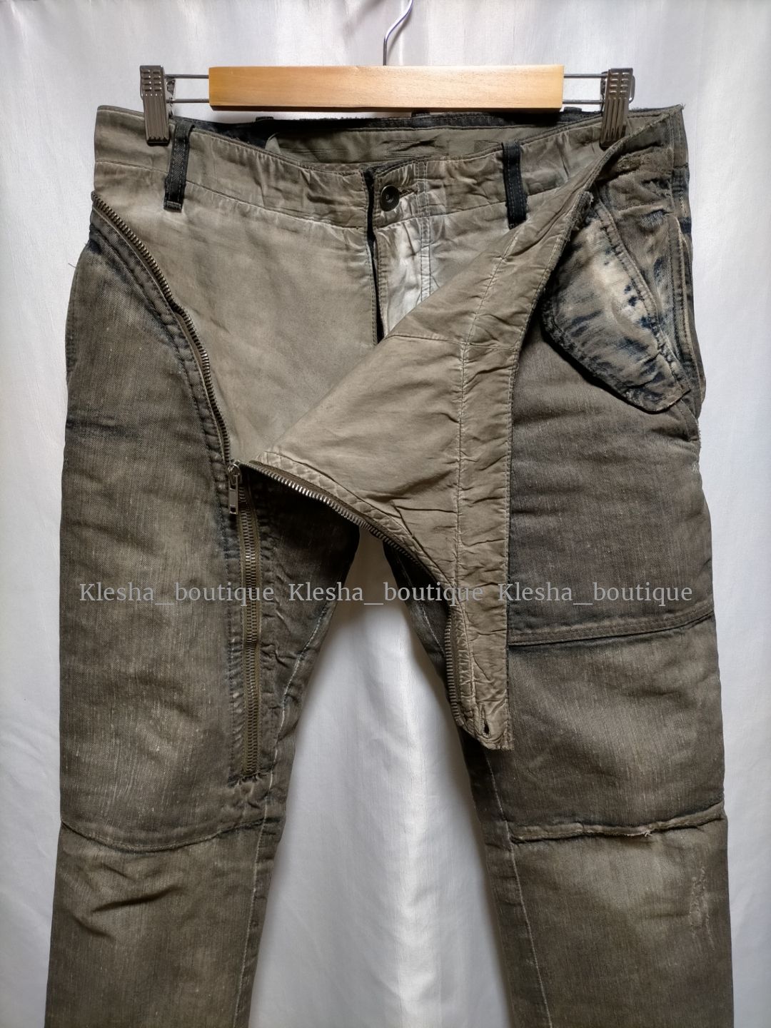 Pre-owned Rick Owens X Rick Owens Drkshdw Aircut Denim Dust Double Layer Distressed Archive Vintage In Dust Blue