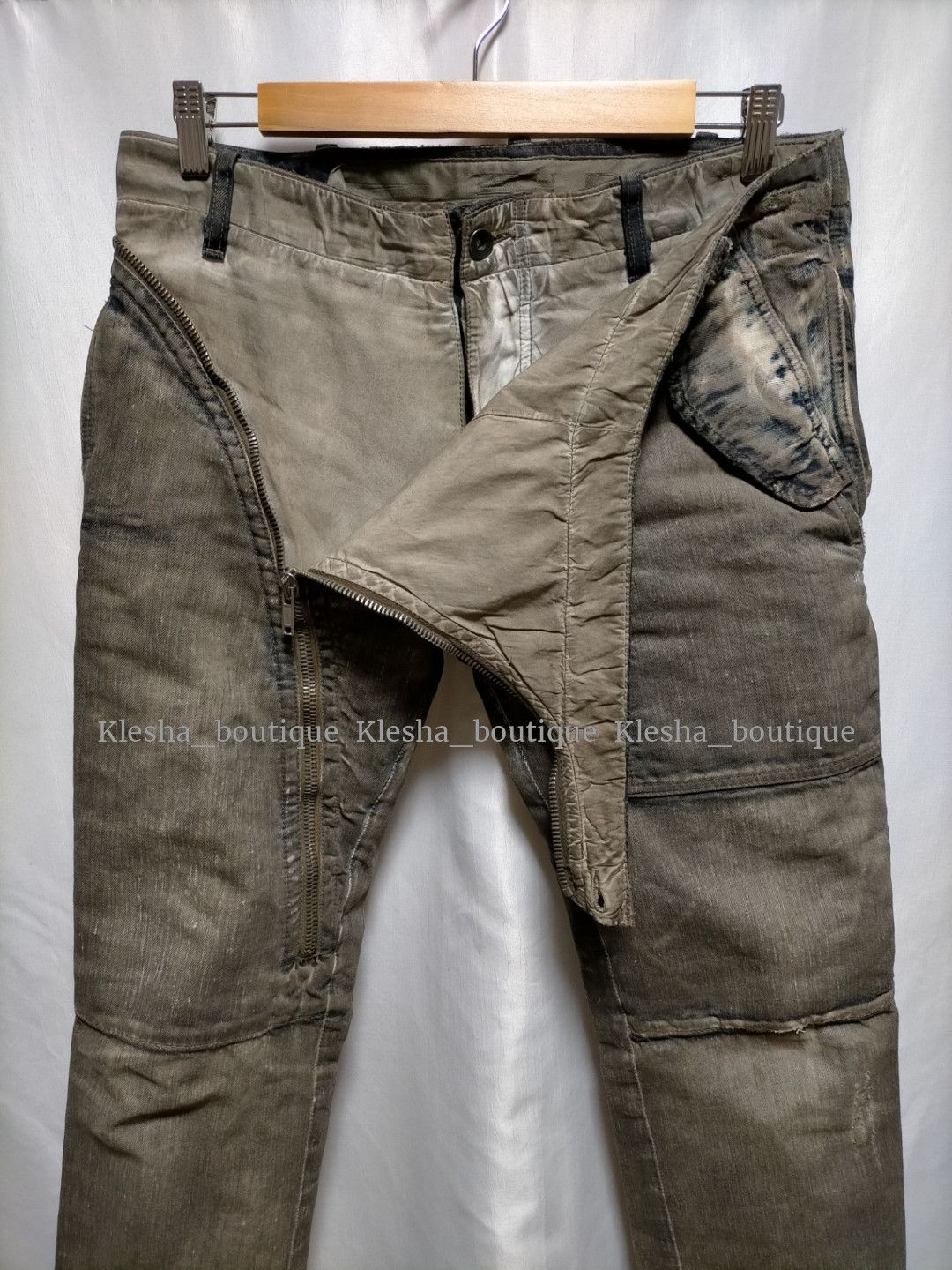 Image of Rick Owens x Rick Owens Drkshdw Aircut Denim Dust Double Layer Distressed Archive Vintage in Dust B