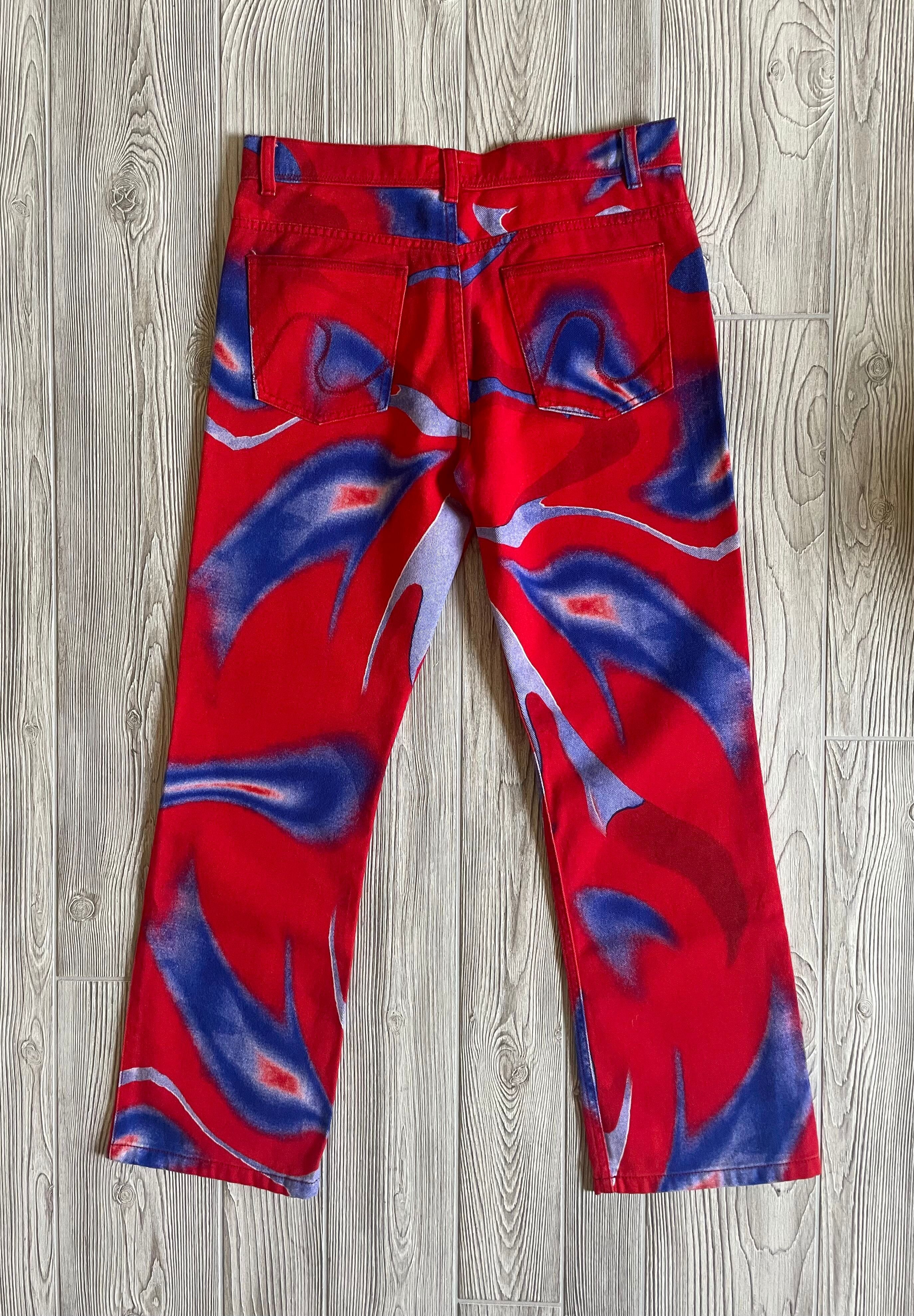 ERL Red & Blue Graphic Jeans Size US 30 / EU 46 - 6 Thumbnail