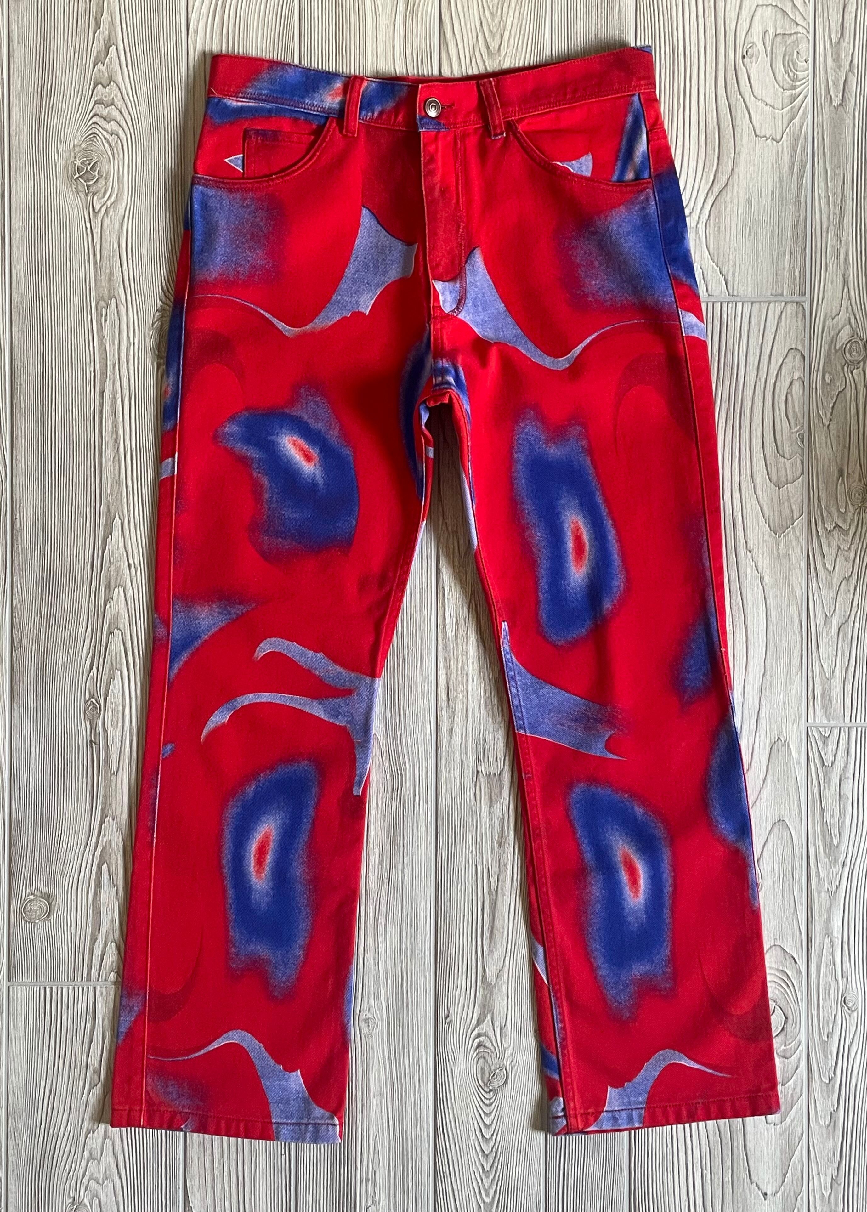 ERL Red & Blue Graphic Jeans Size US 30 / EU 46 - 1 Thumbnail