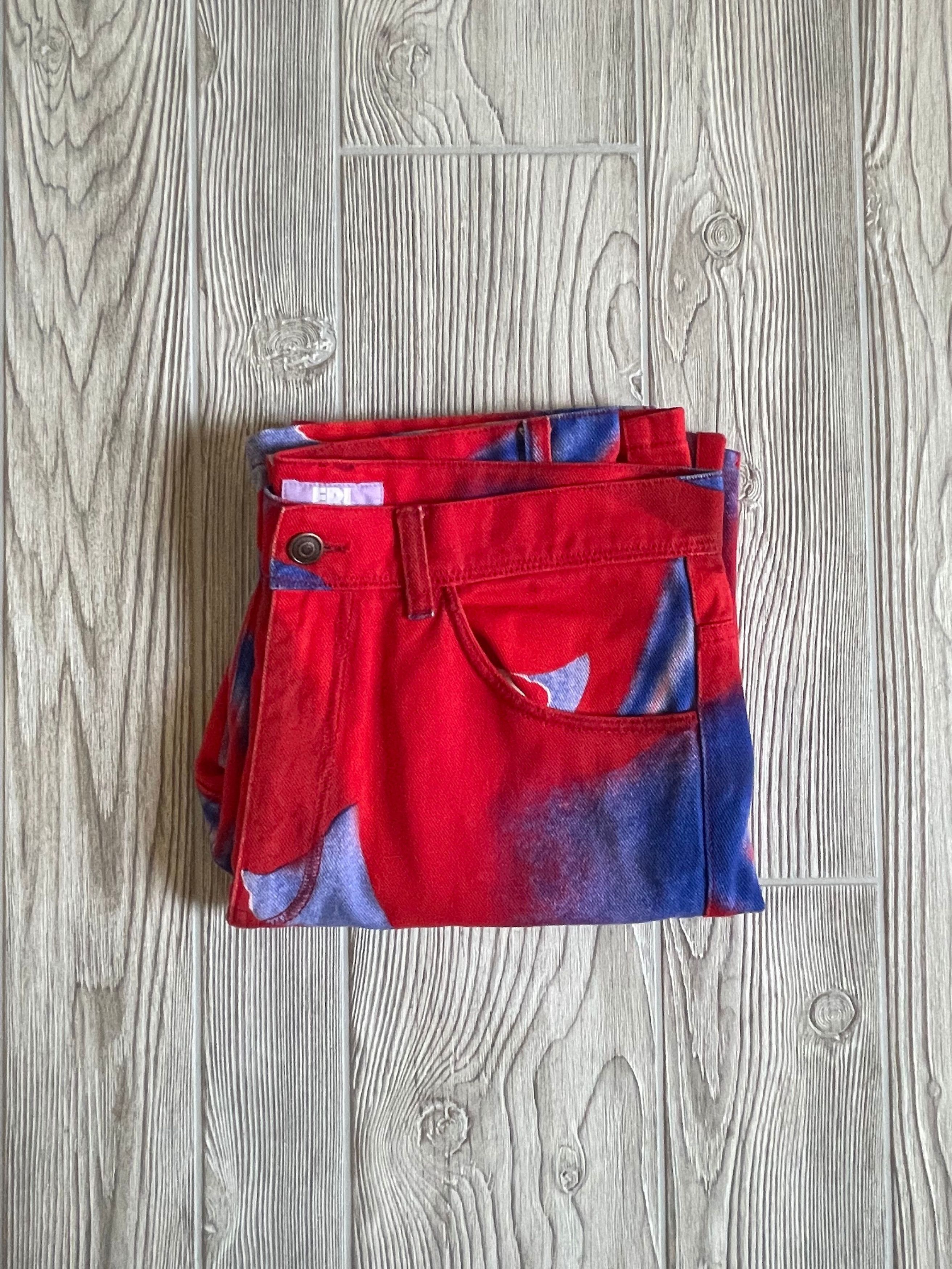 ERL Red & Blue Graphic Jeans Size US 30 / EU 46 - 4 Thumbnail