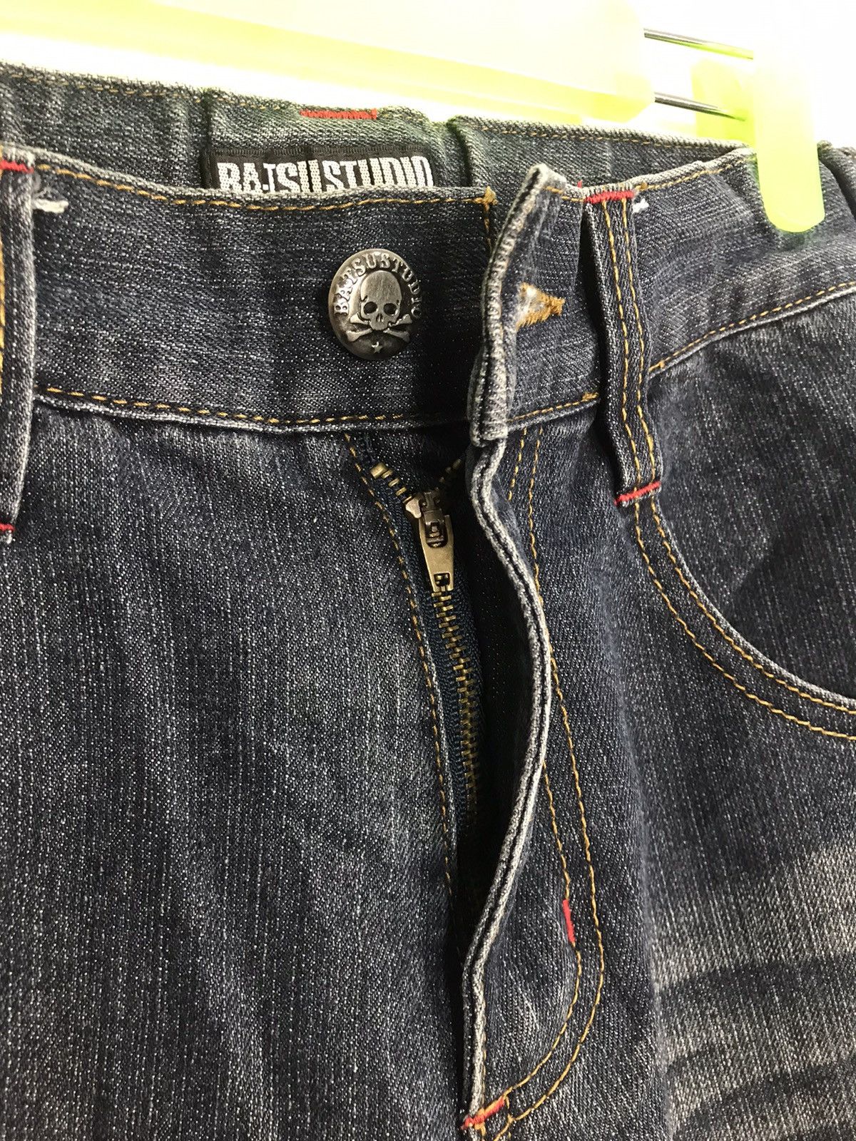 Japanese Brand × Vintage Bat-su Studio Distressed Denim Jeans Checked Inner Design Size US 26 / EU 42 - 6 Thumbnail