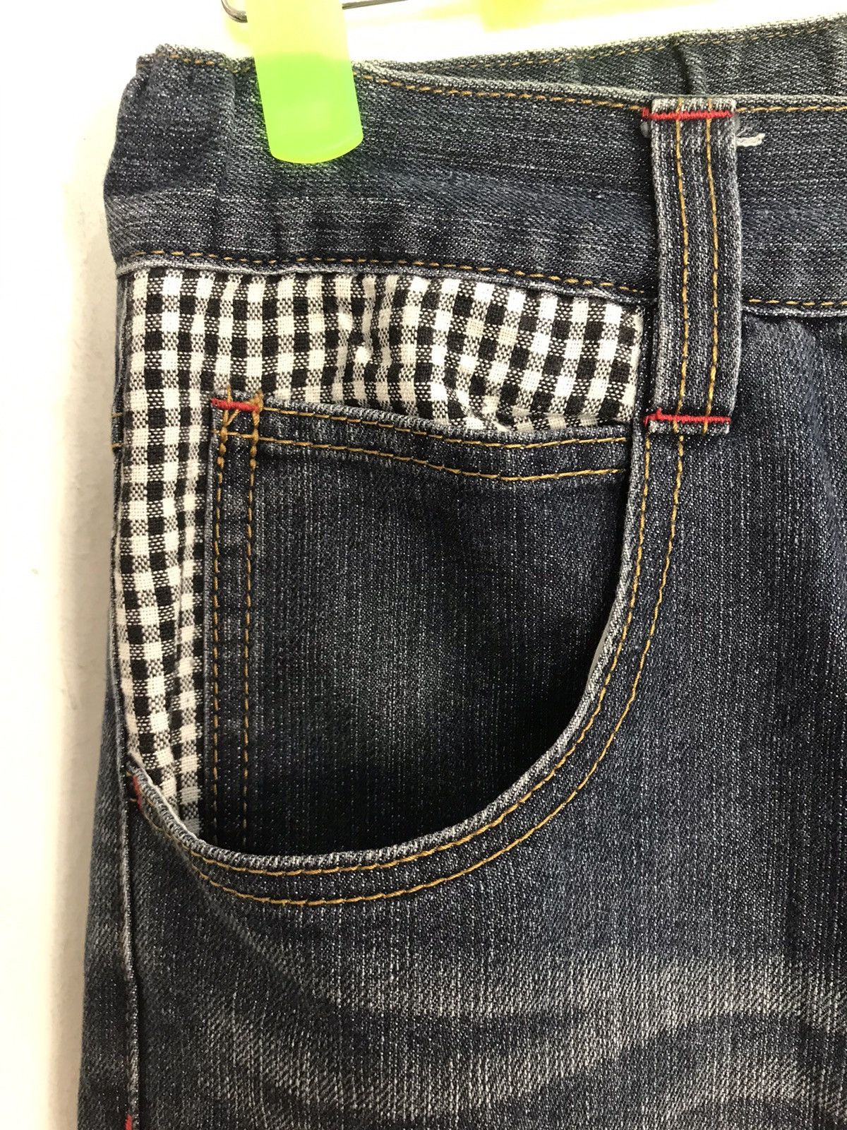 Japanese Brand × Vintage Bat-su Studio Distressed Denim Jeans Checked Inner Design Size US 26 / EU 42 - 5 Thumbnail