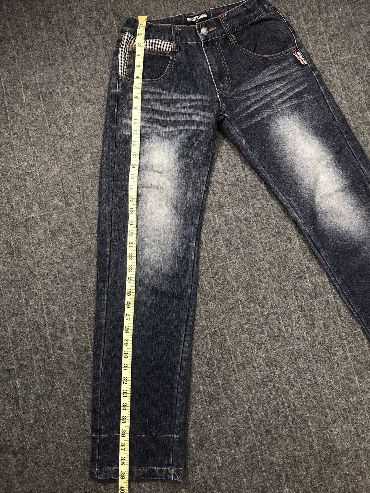 Japanese Brand × Vintage Bat-su Studio Distressed Denim Jeans Checked Inner Design Size US 26 / EU 42 - 11 Thumbnail