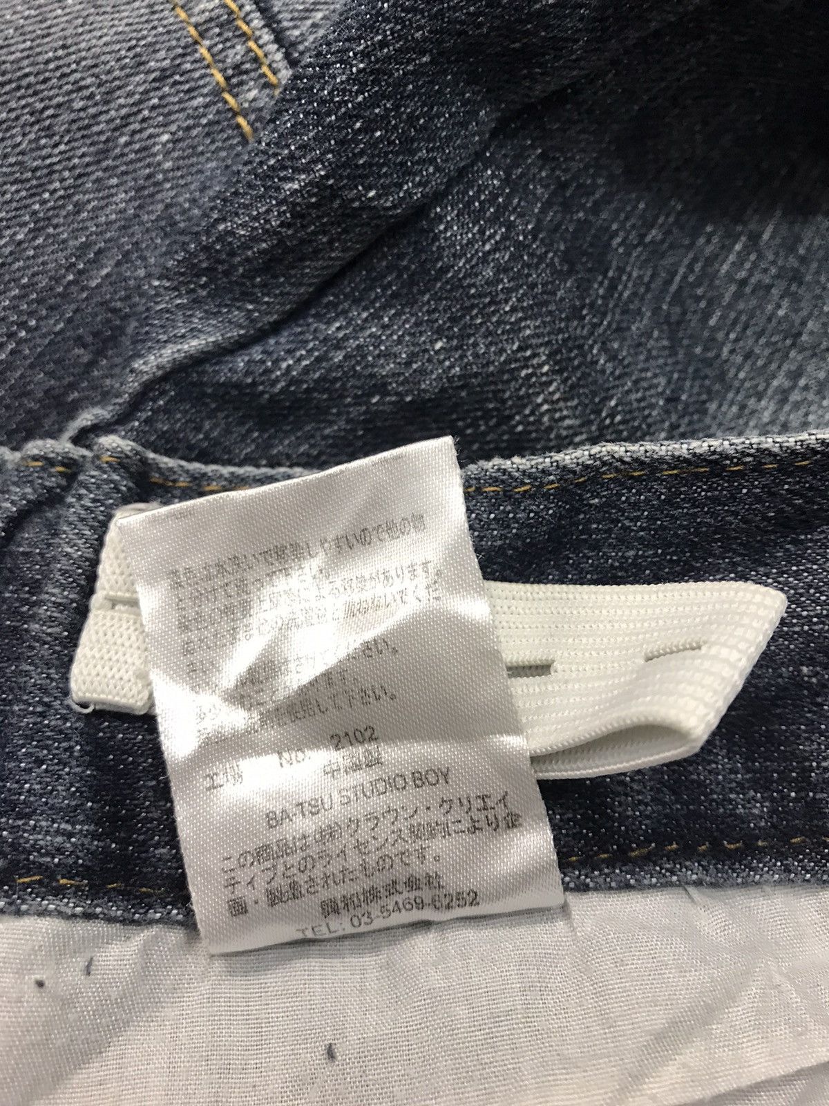 Japanese Brand × Vintage Bat-su Studio Distressed Denim Jeans Checked Inner Design Size US 26 / EU 42 - 9 Thumbnail