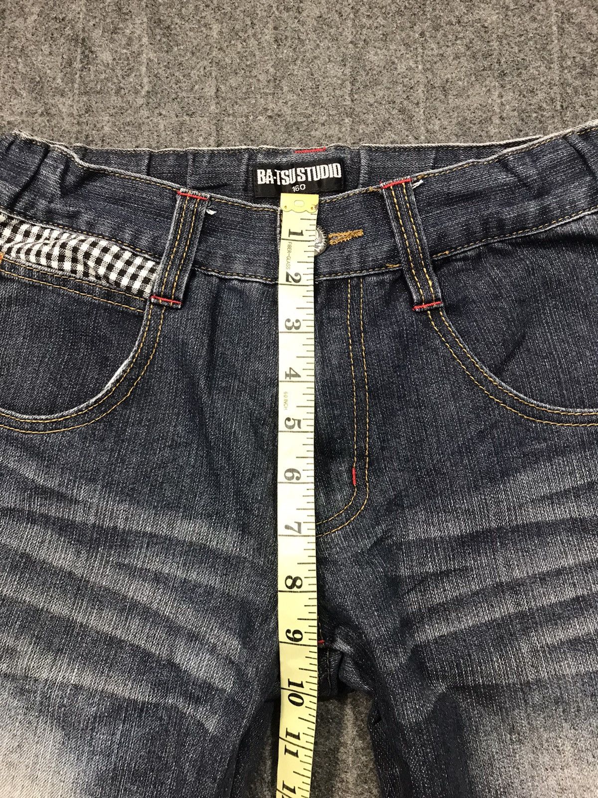Japanese Brand × Vintage Bat-su Studio Distressed Denim Jeans Checked Inner Design Size US 26 / EU 42 - 13 Thumbnail