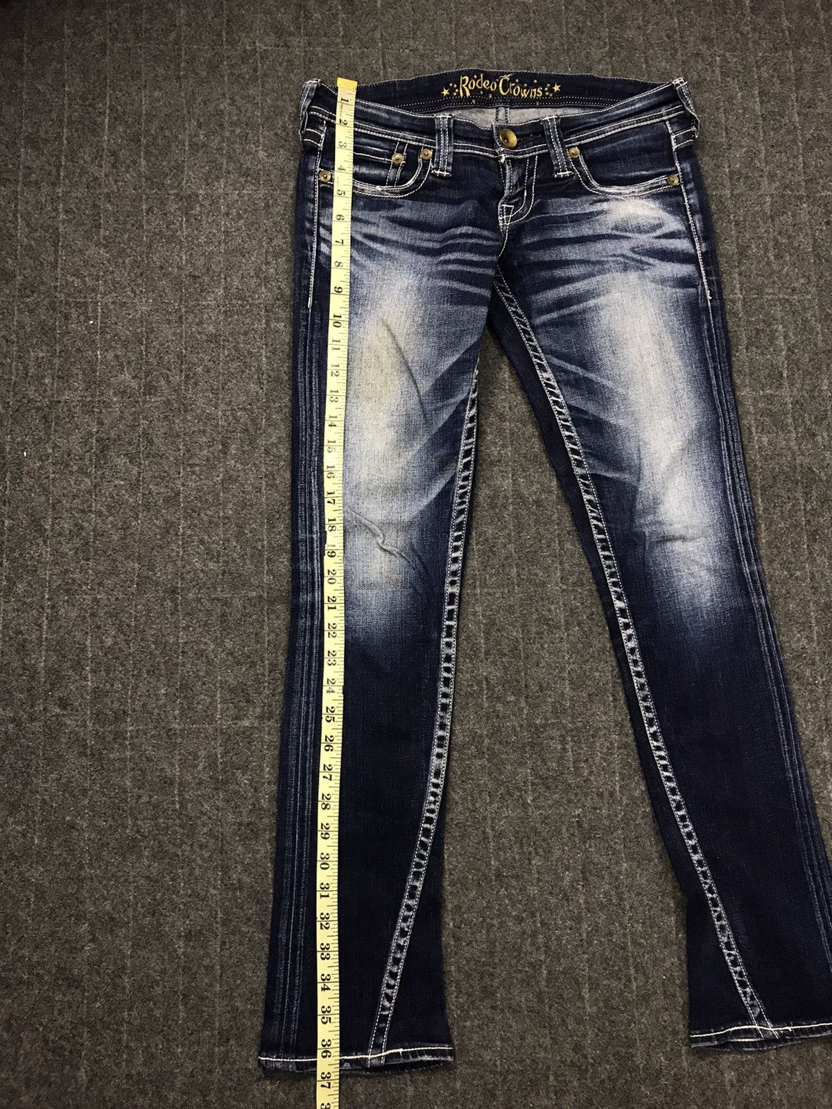 Japanese Brand × Vintage Rodeo Crown Distressed Denim Jeans Indigo Slim Fit Cut Size US 30 / EU 46 - 9 Thumbnail
