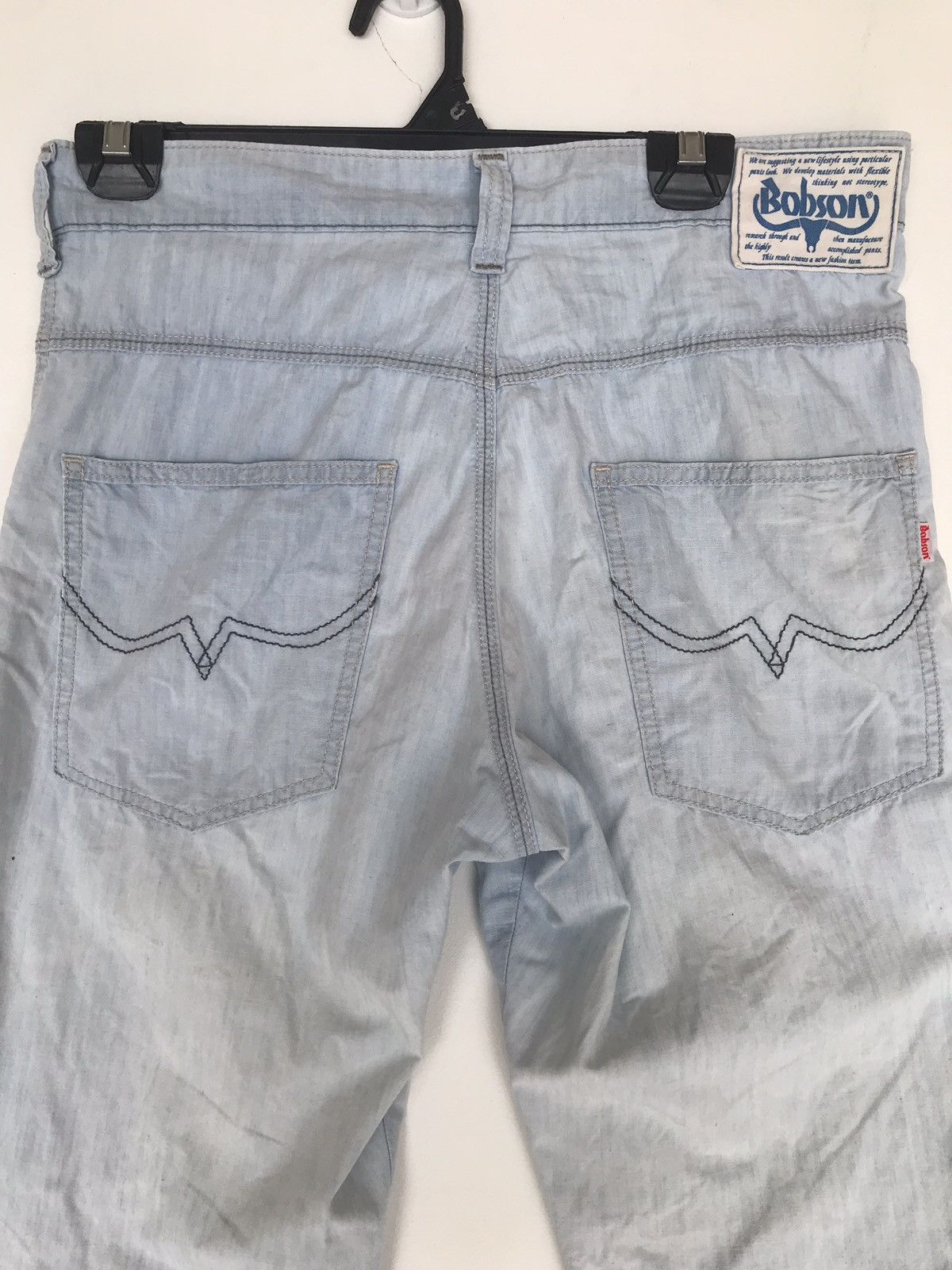 Japanese Brand Vintage Bobson Baker Pants Denim Jeans light wash Size US 31 - 5 Thumbnail