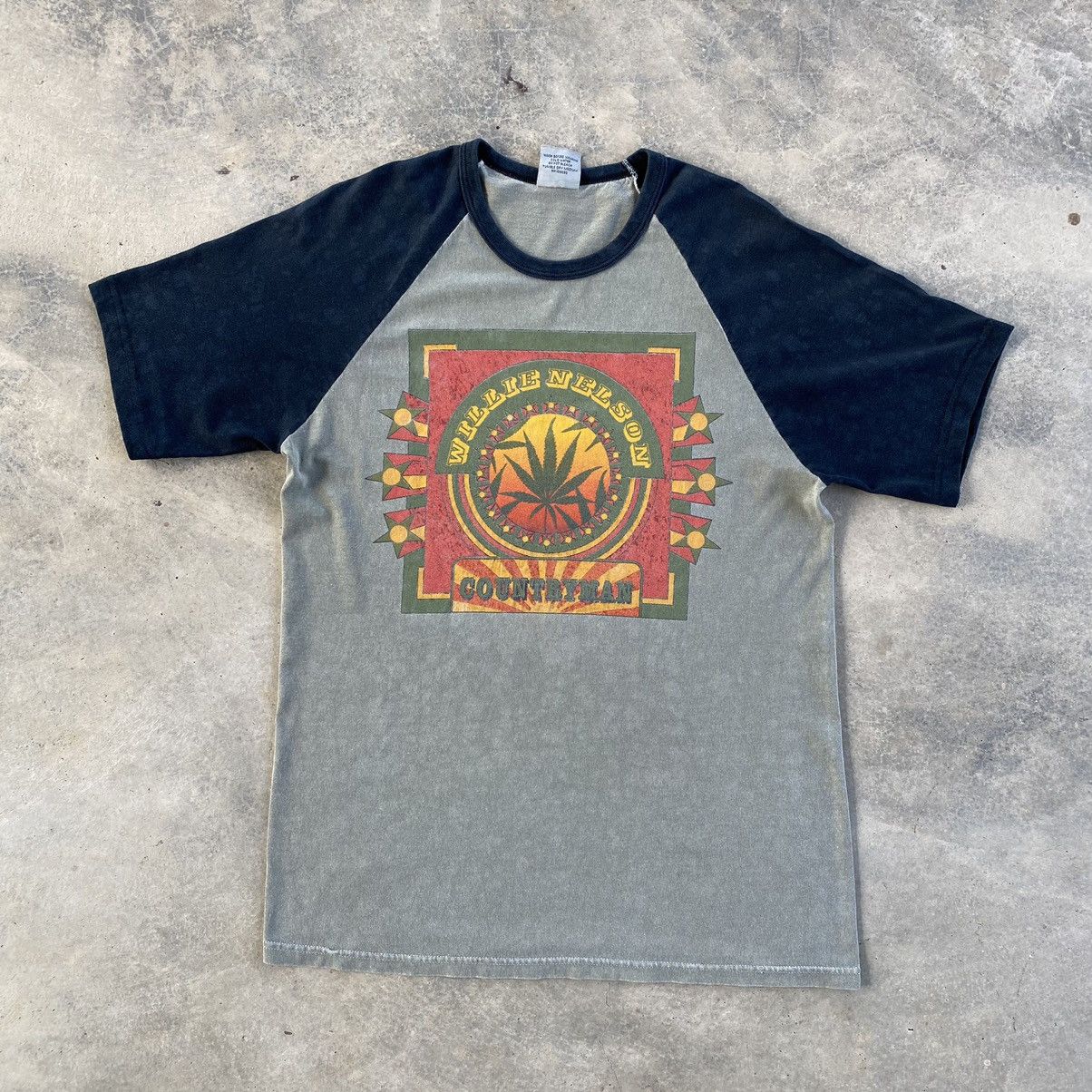 image of Rock Band Vintage Willie Nelson Band Distressed Tees in Green Black, Men's (Size Medium)