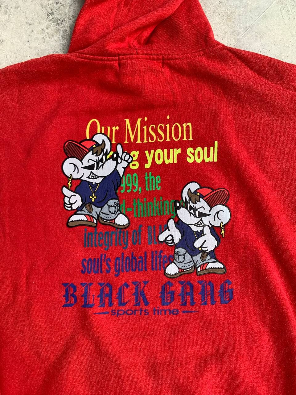 Japanese Brand Vintage Black Gang Rap Graphic Sun Bleached Hoodie Size US XL / EU 56 / 4 - 6 Thumbnail