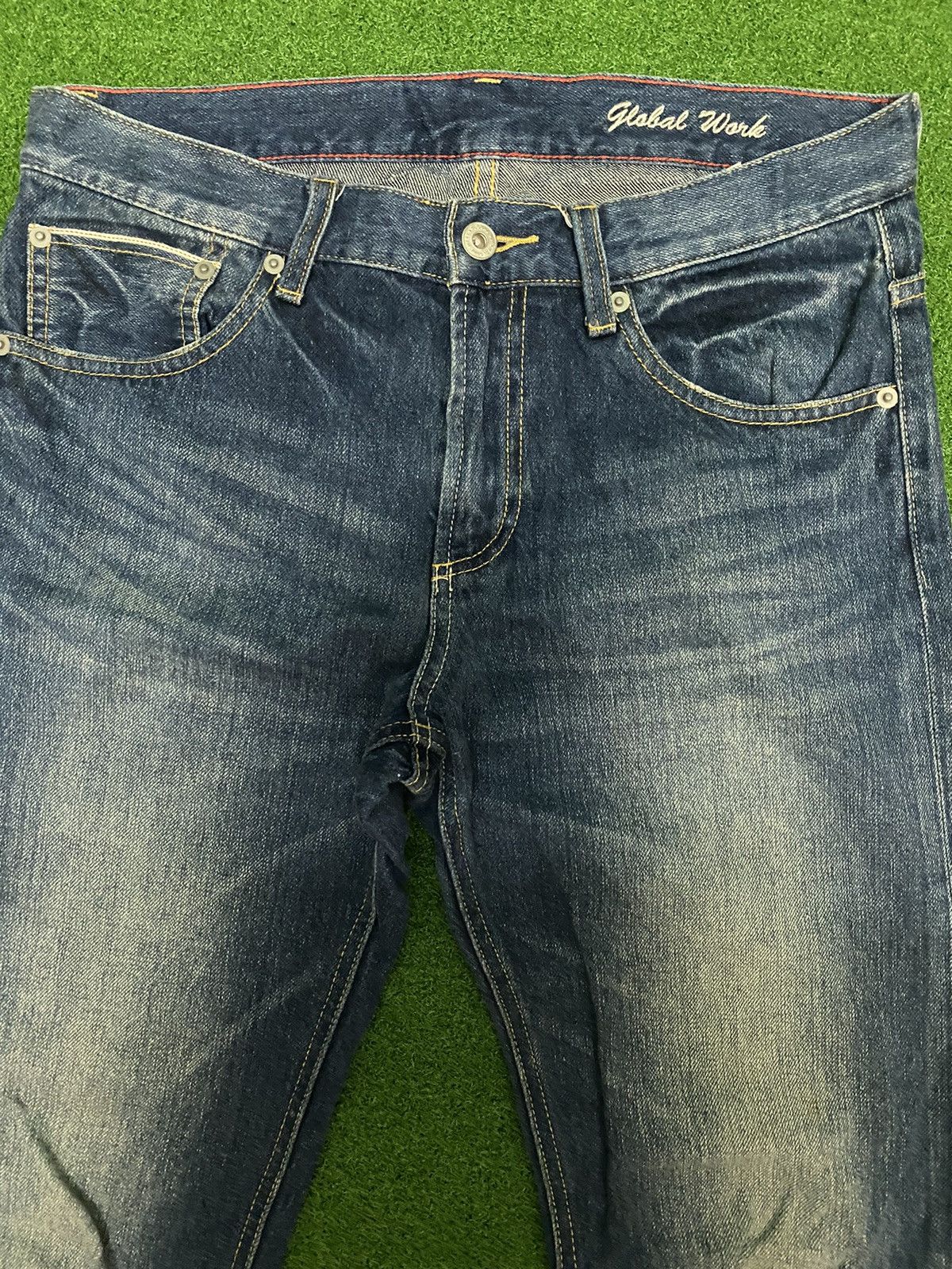 Japanese Brand DISTRESSED GLOBAL WORK SELVAGE DENIM SIZE 30 Size US 30 / EU 46 - 2 Thumbnail