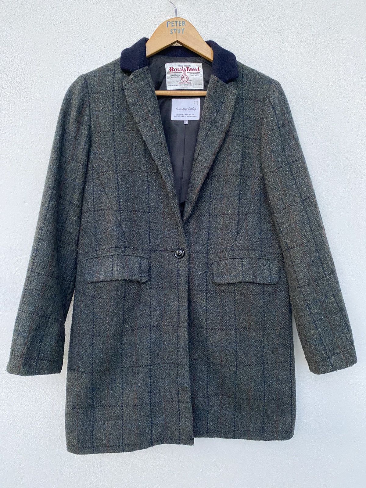 image of Harris Tweed X Sevenday Sunday Wool Jacket in Dark Grey Matte, Men's (Size Medium)