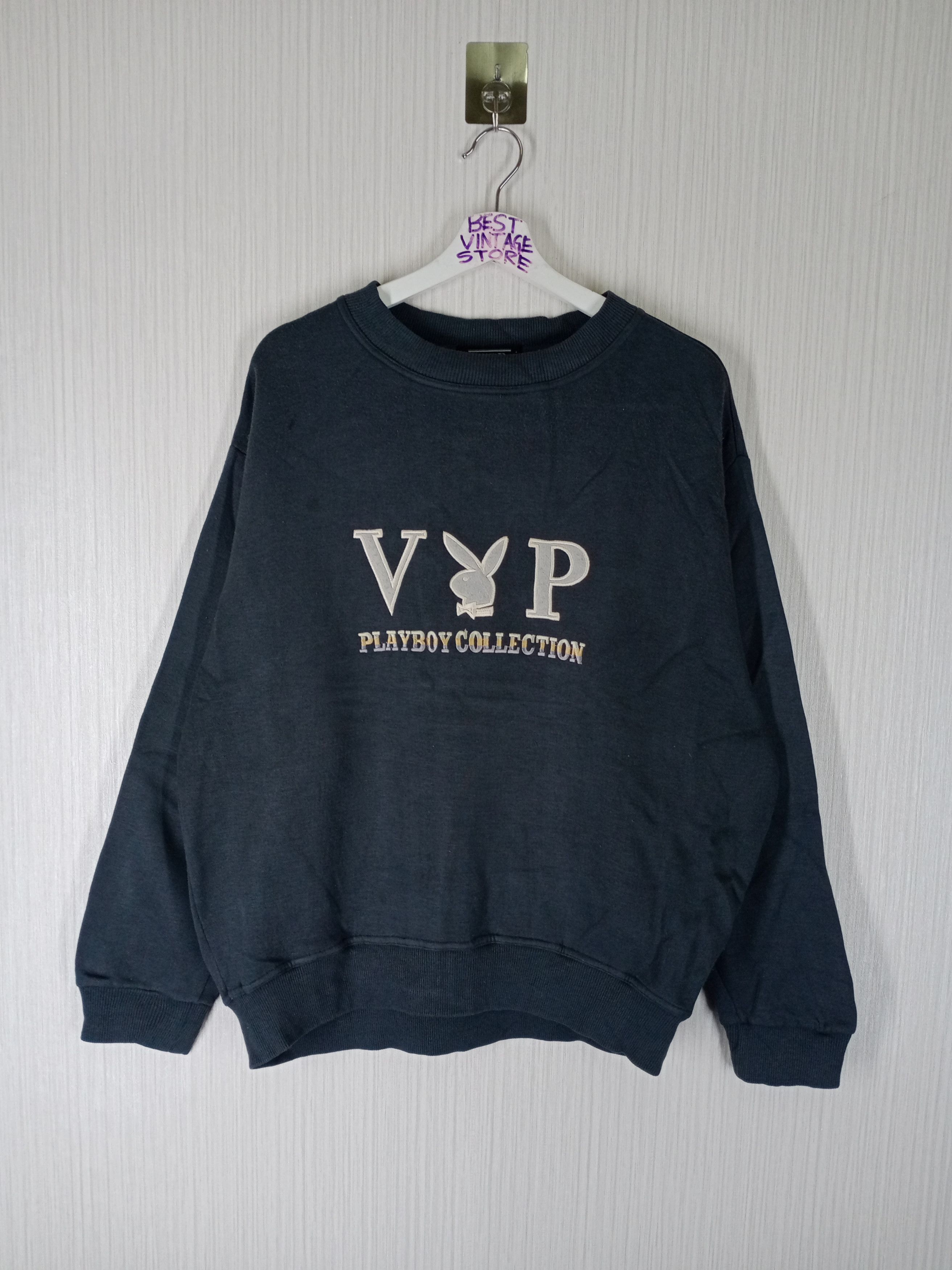 Playboy Vintage 90s Playboy VIP Big Logo Embroidery Sweatshirt Size US XL / EU 56 / 4 - 1 Thumbnail