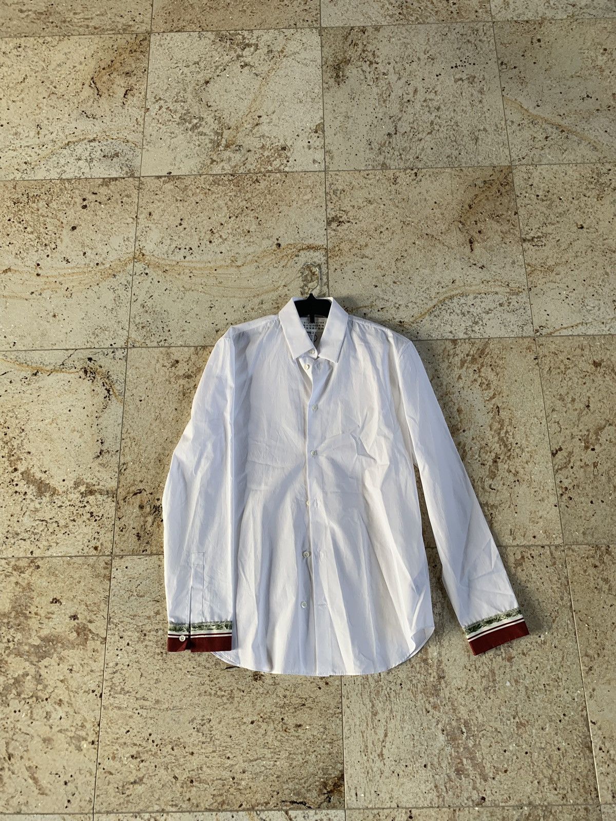 image of Maison Margiela Fox Cuff Print Button Up in White, Men's (Size Medium)